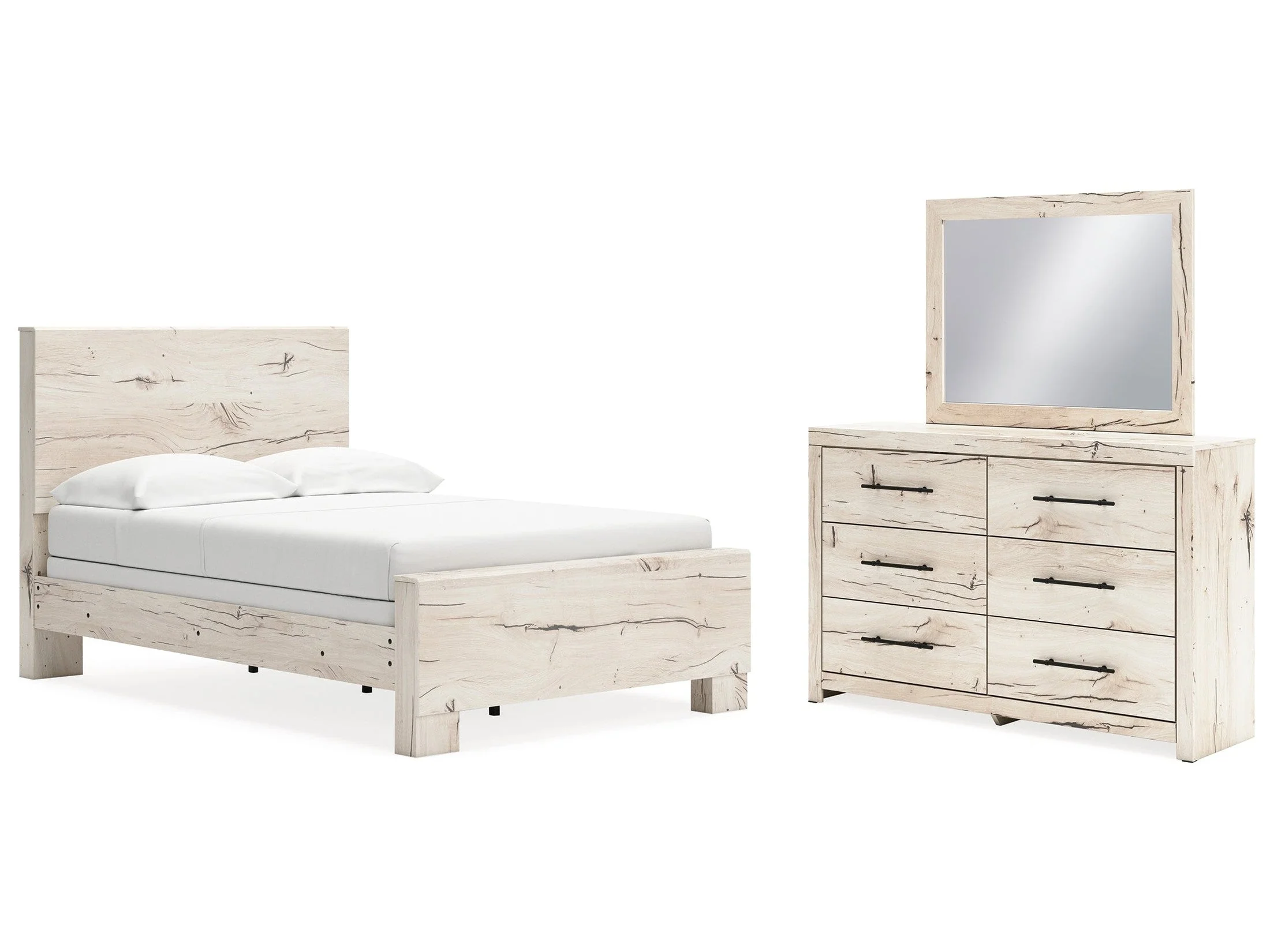 Lawroy Light Natural Full Panel Bed & Dresser & Mirror (Online Special Price)