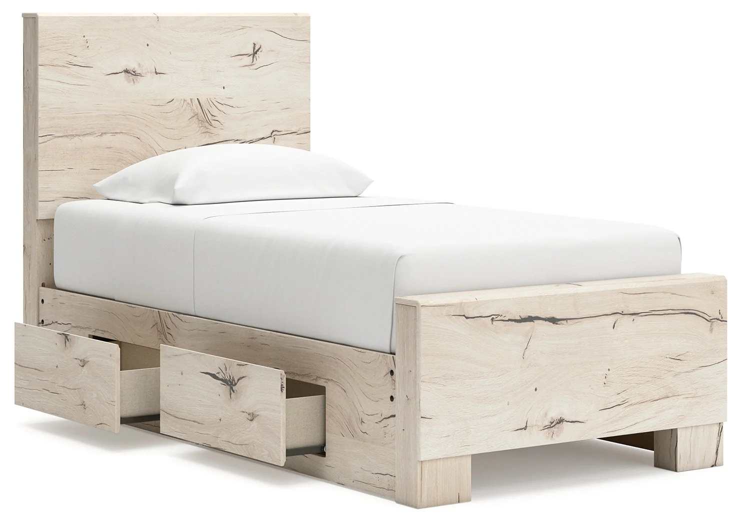 Lawroy Light Natural Twin Panel Bedroom Set with Storage and Nightstand (Online Special Price) - Image 5