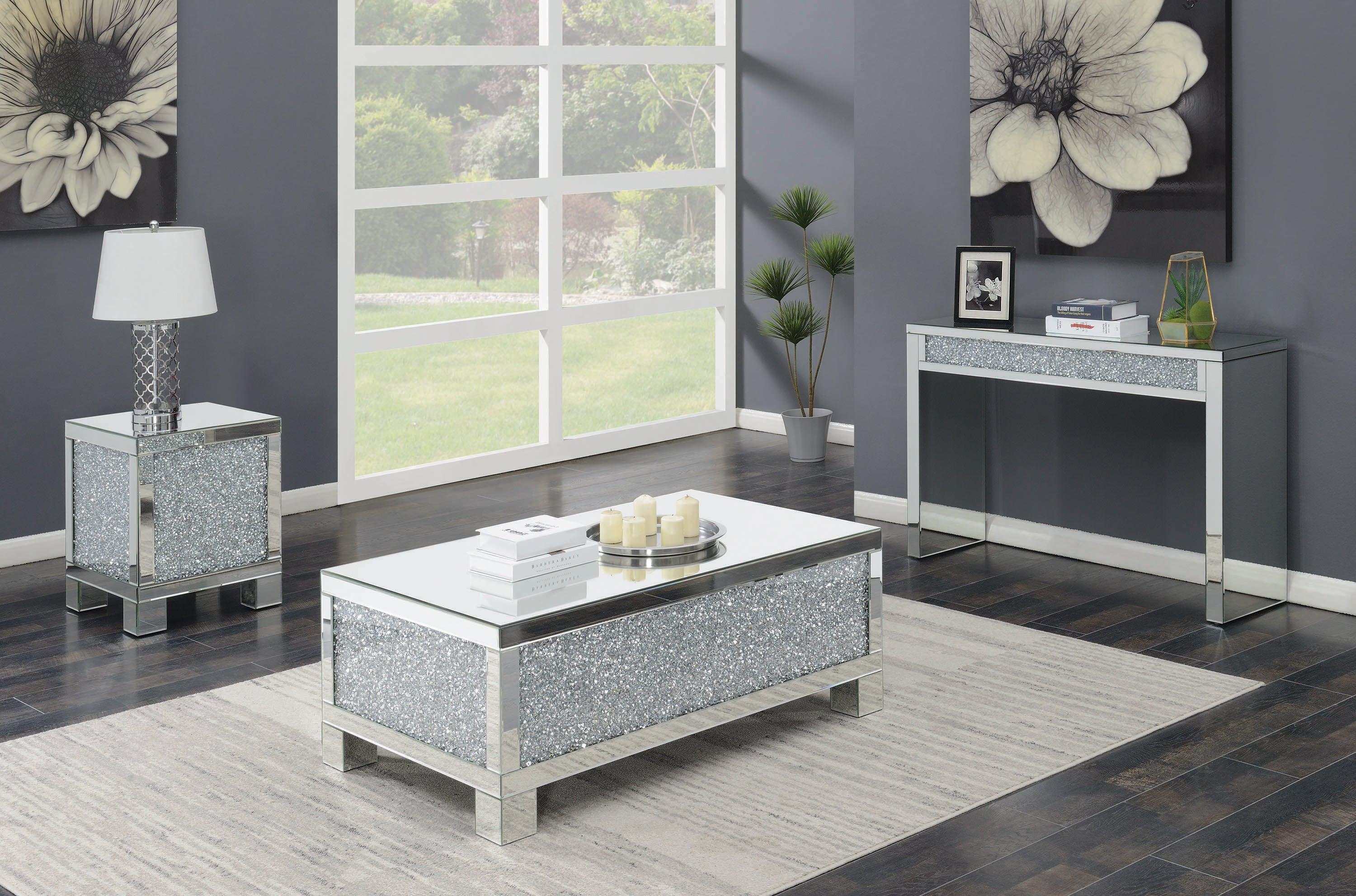 Layton Silver & Clear Mirror Square End Table - Image 5