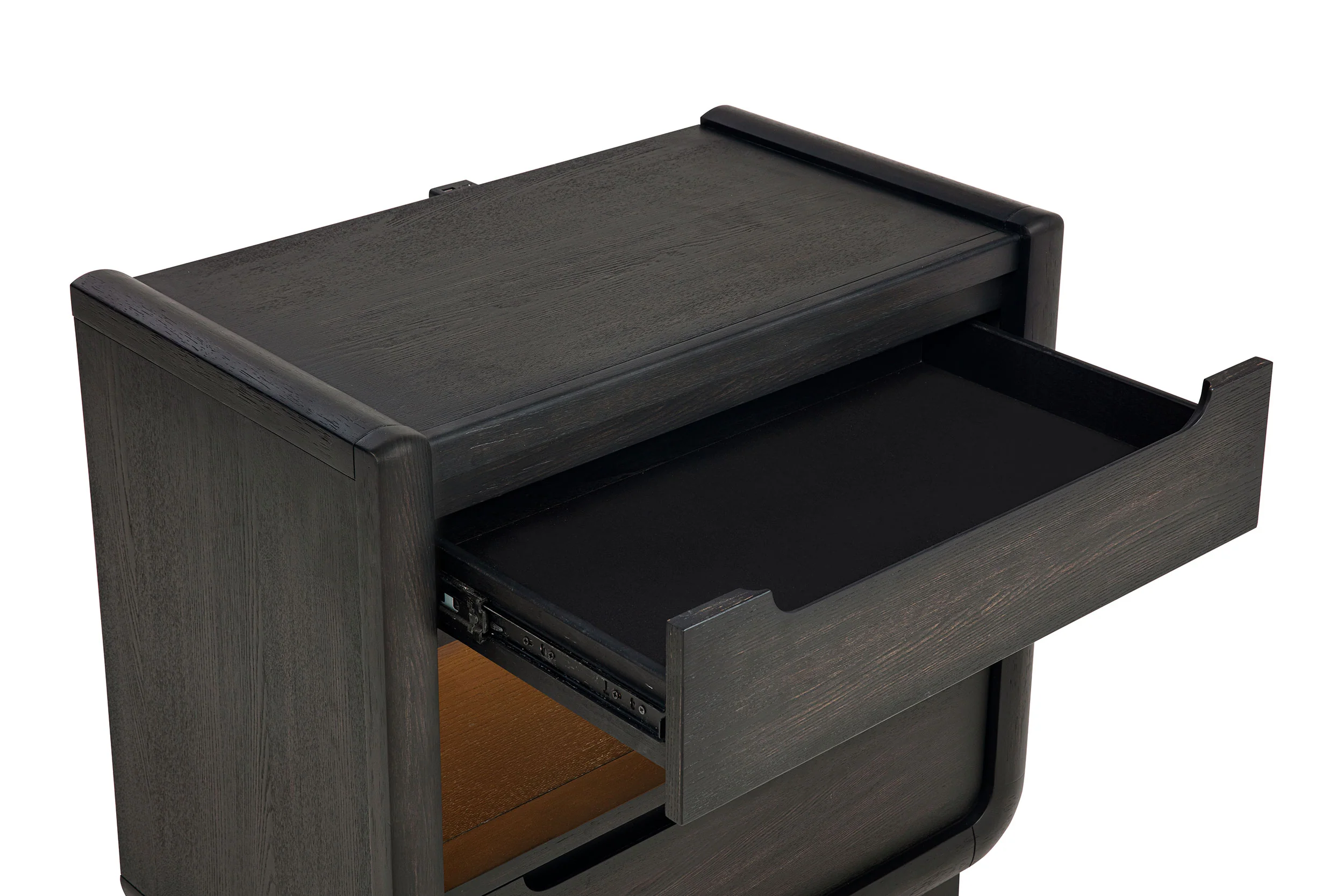 Leandro Burnished Black 2-drawer LED Nightstand with USB - Image 10