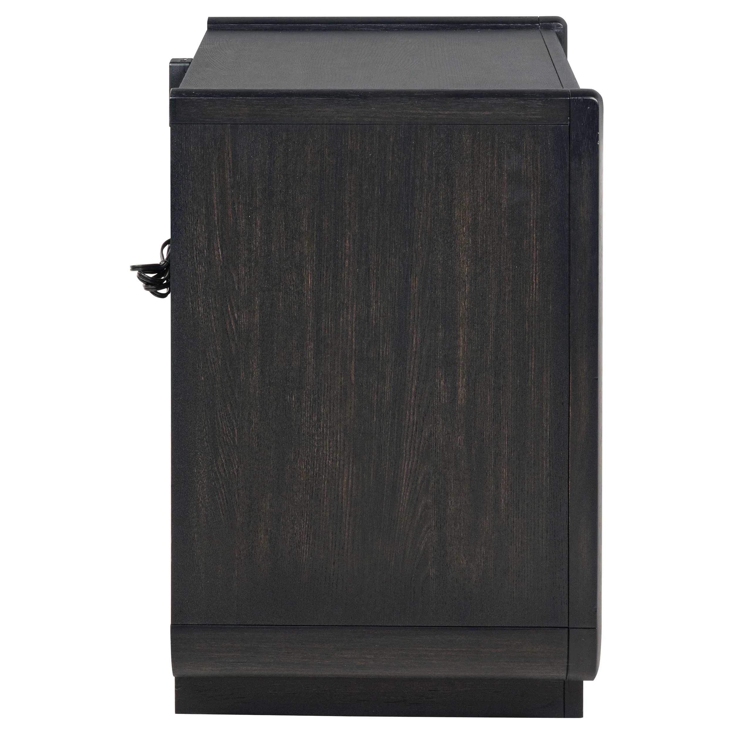 Leandro Burnished Black 2-drawer LED Nightstand with USB - Image 8