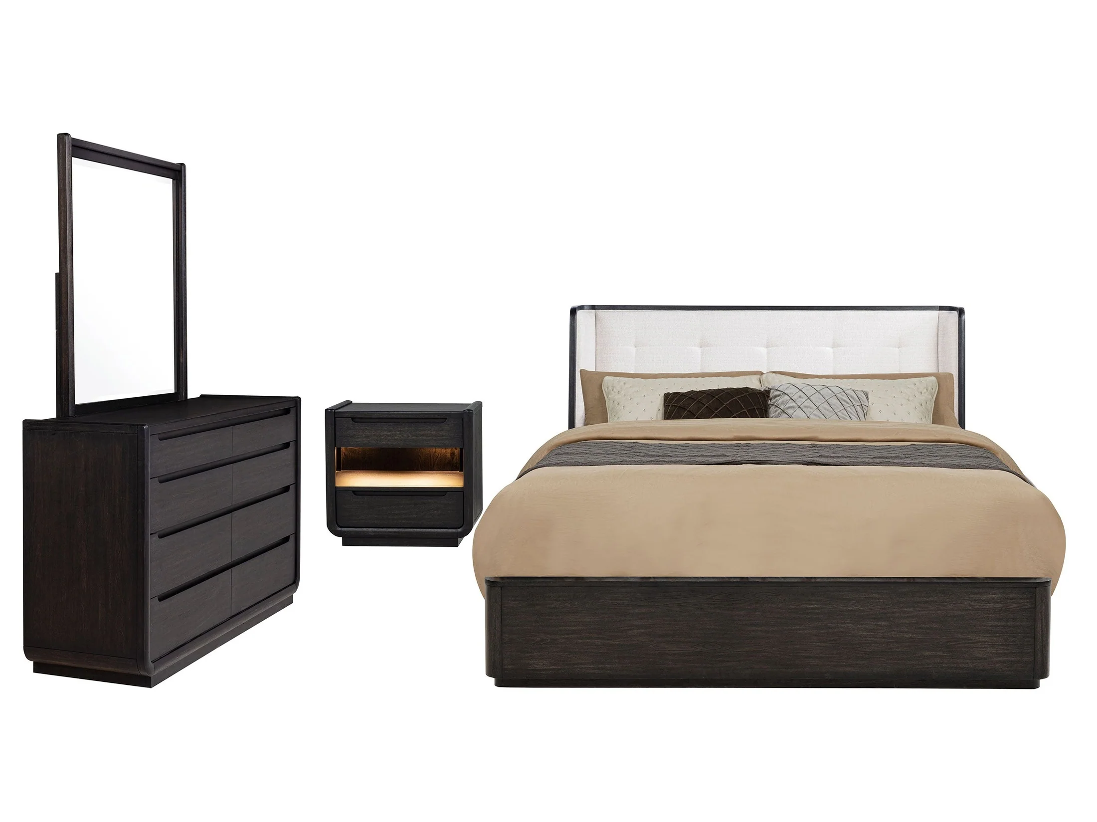Leandro Burnished Black 4-piece Queen Bedroom Set