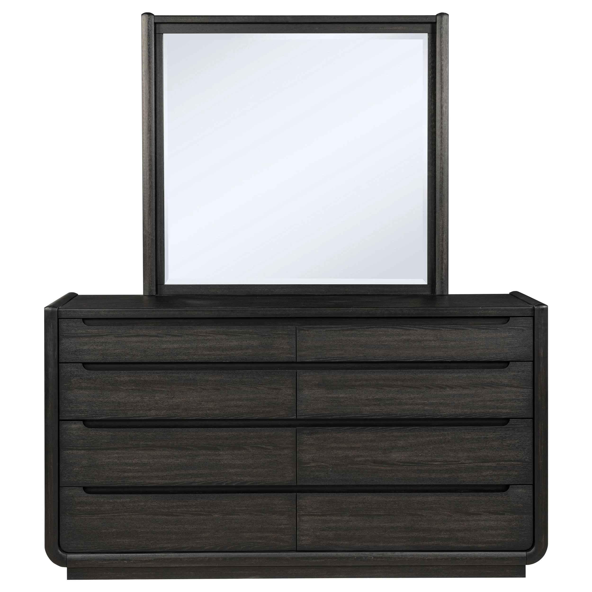 Leandro Burnished Black 8-drawer Bedroom Dresser with Mirror - Image 2
