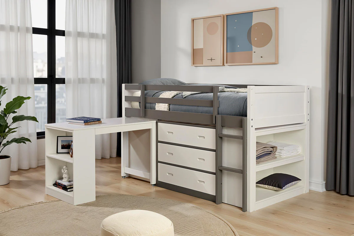Ledell White/Gray Twin Loft Bed - Image 2