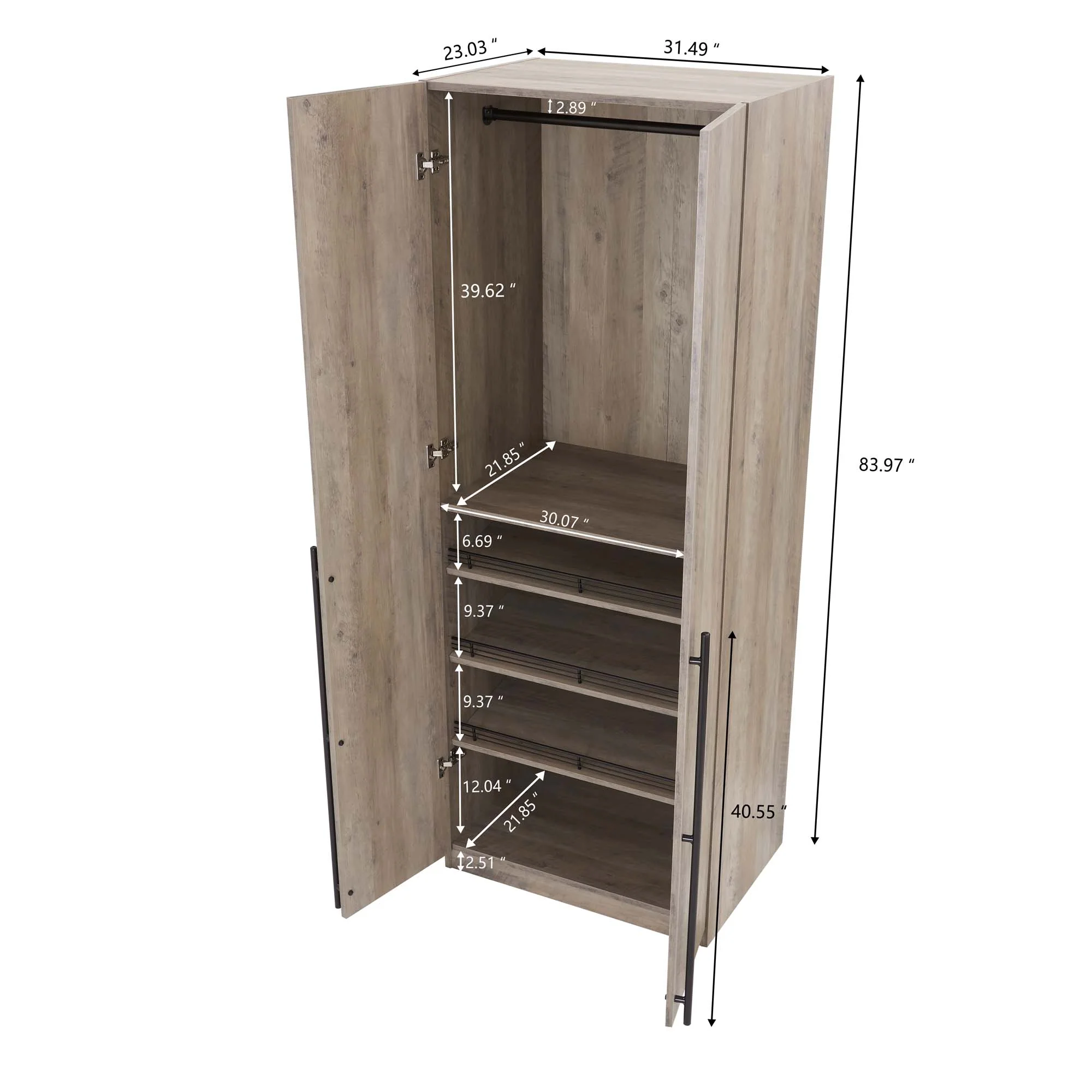 Lee 3-Piece Module Wardrobe Closet in Rustic Grey - Image 5