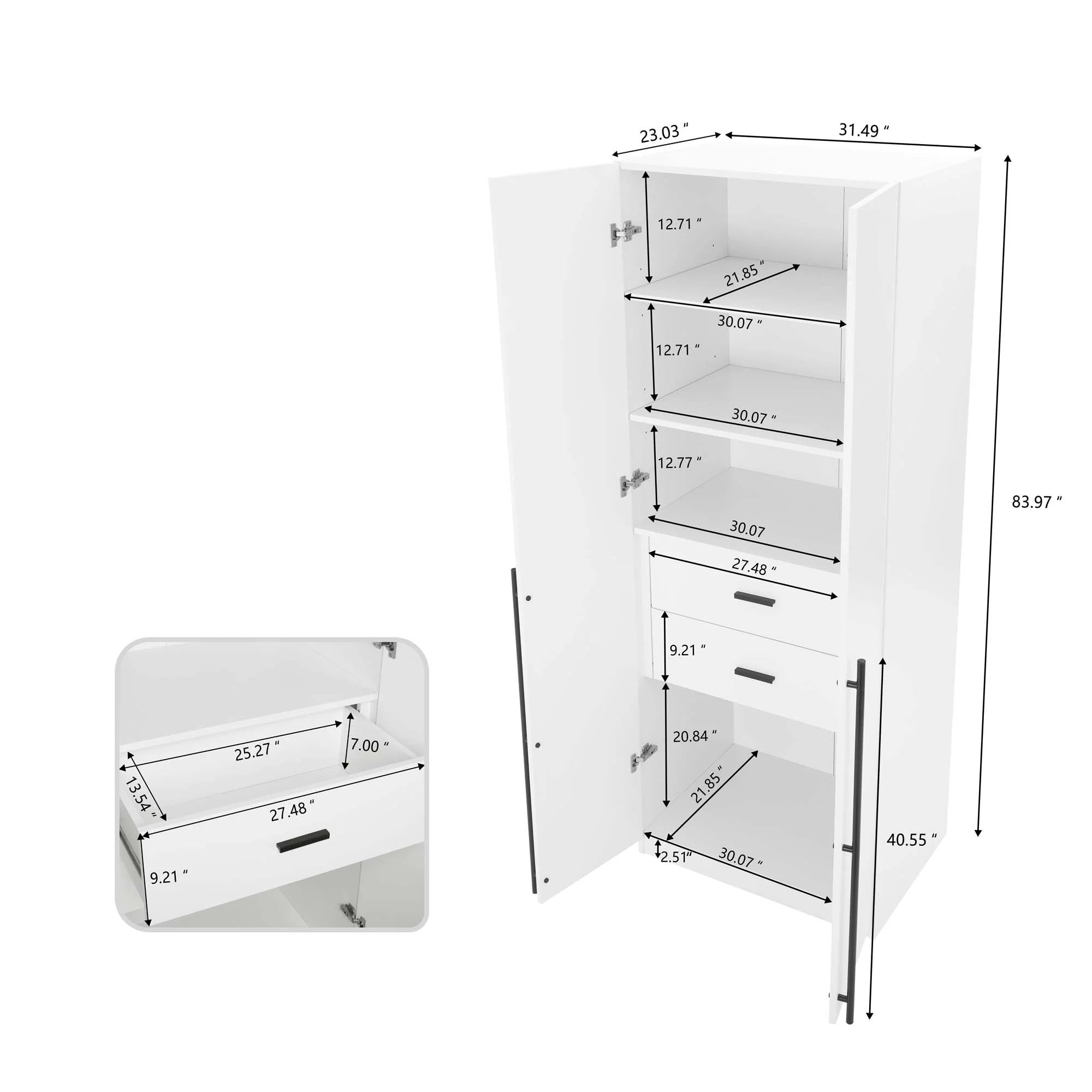 Lee Wardrobe Closet 1.0 in White - Image 3
