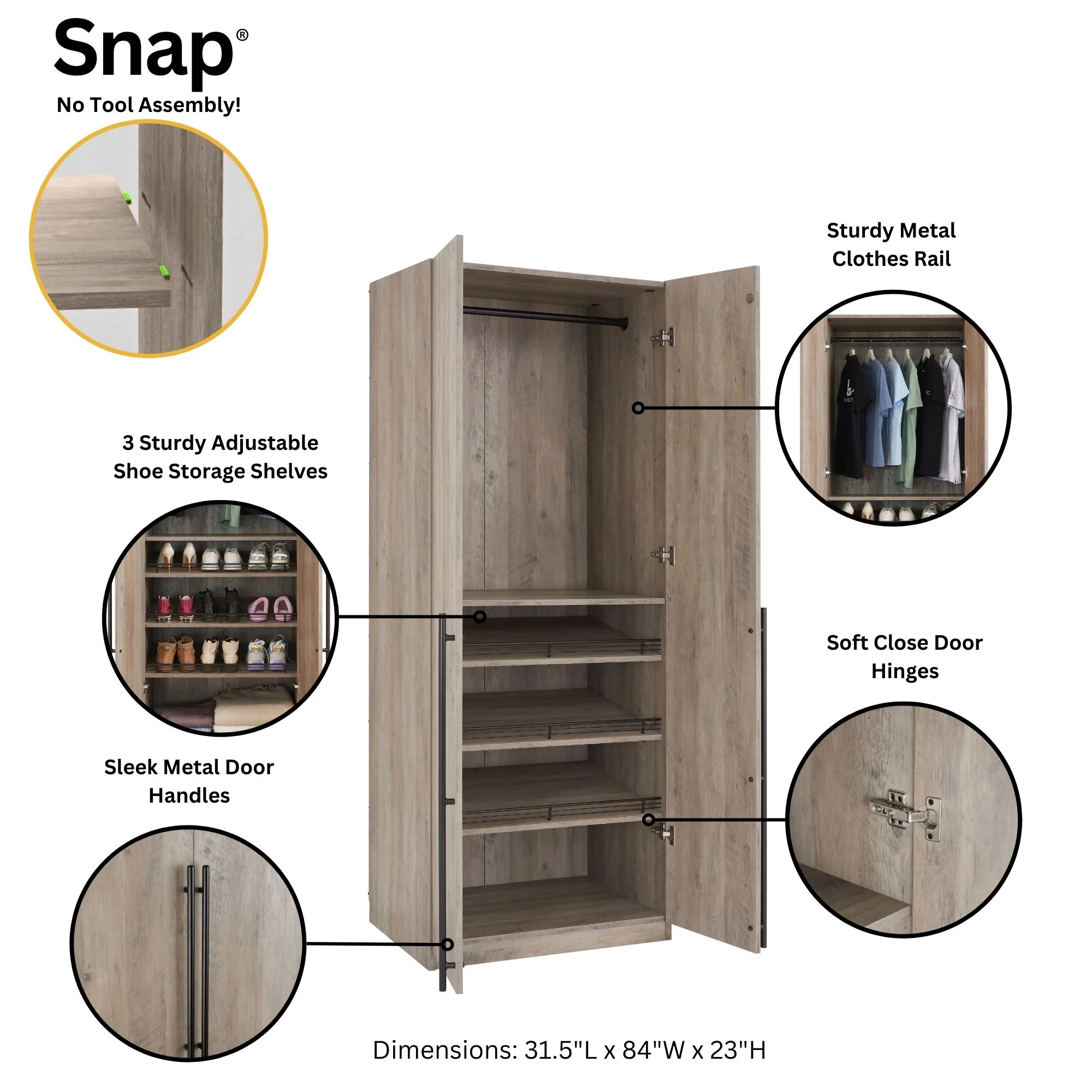 Lee Wardrobe Closet 3.0 in Rustic Grey (set of 2) - Image 4