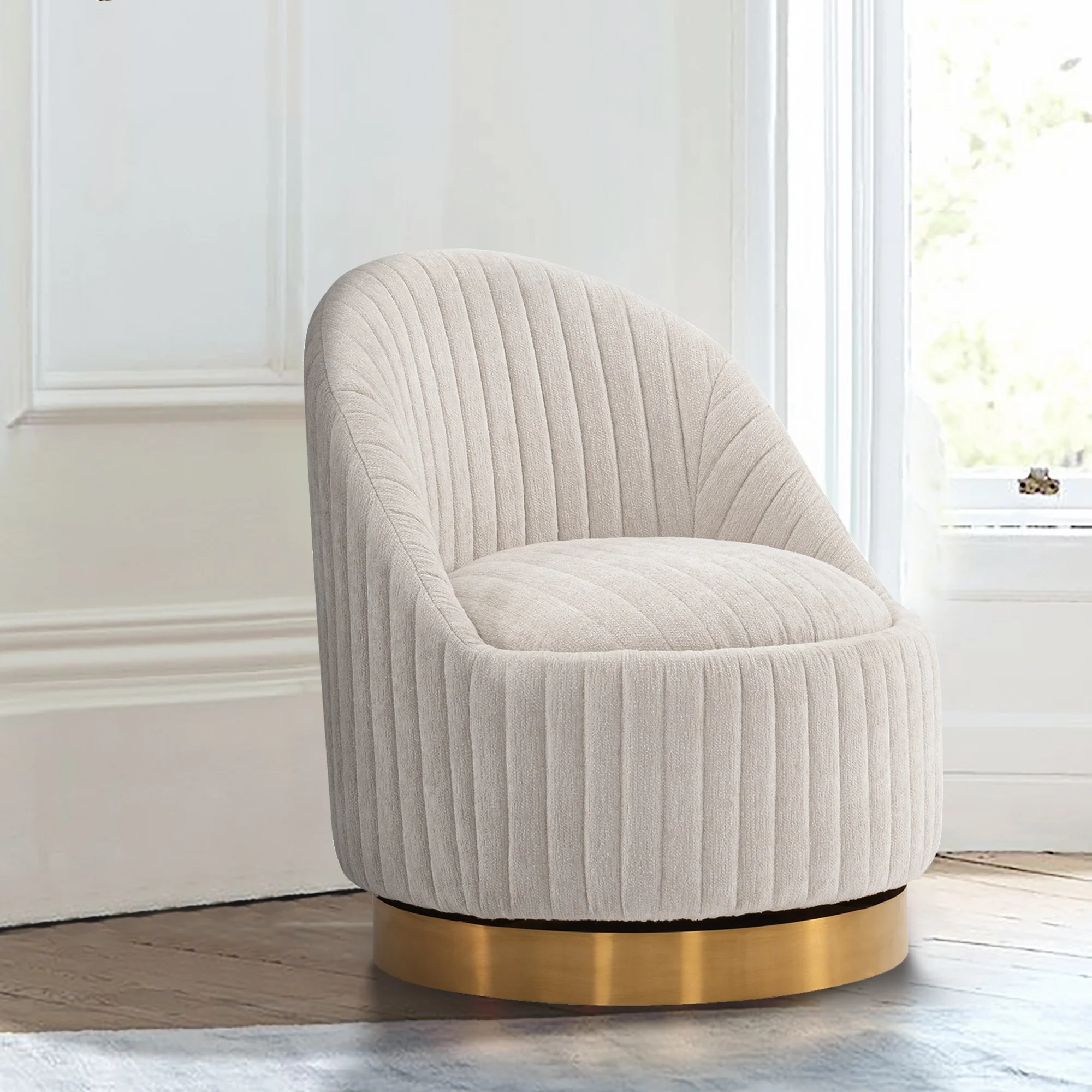 Leela Swivel Accent Chair in Cream - Image 2