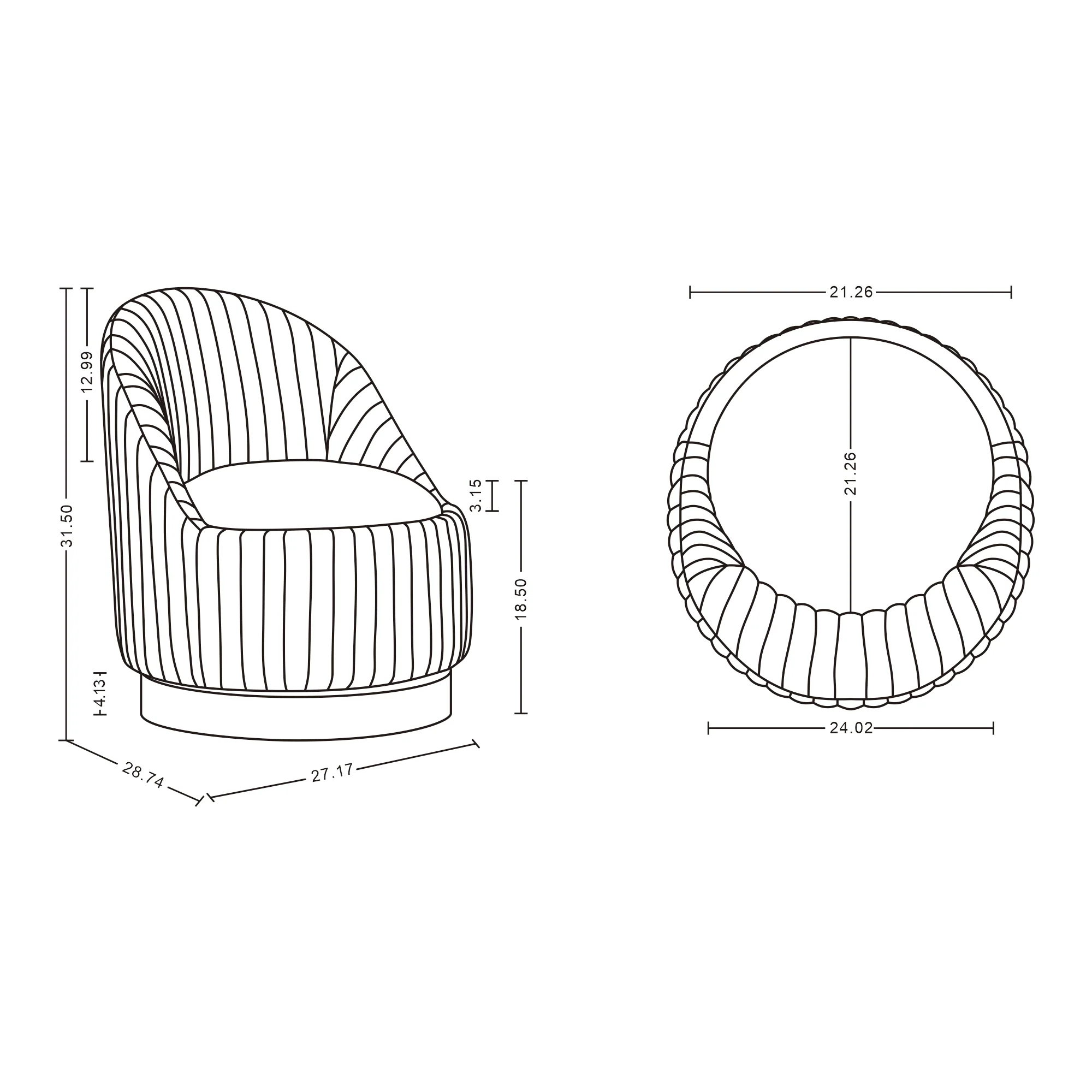 Leela Swivel Accent Chair in Cream - Image 3