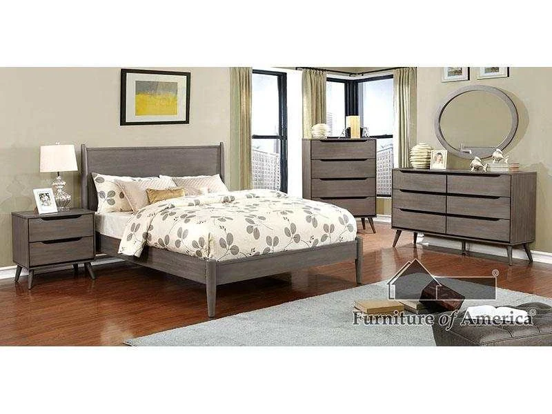 Lennart Gray 4 Pc. Full Bedroom Set w/ Oval Mirror