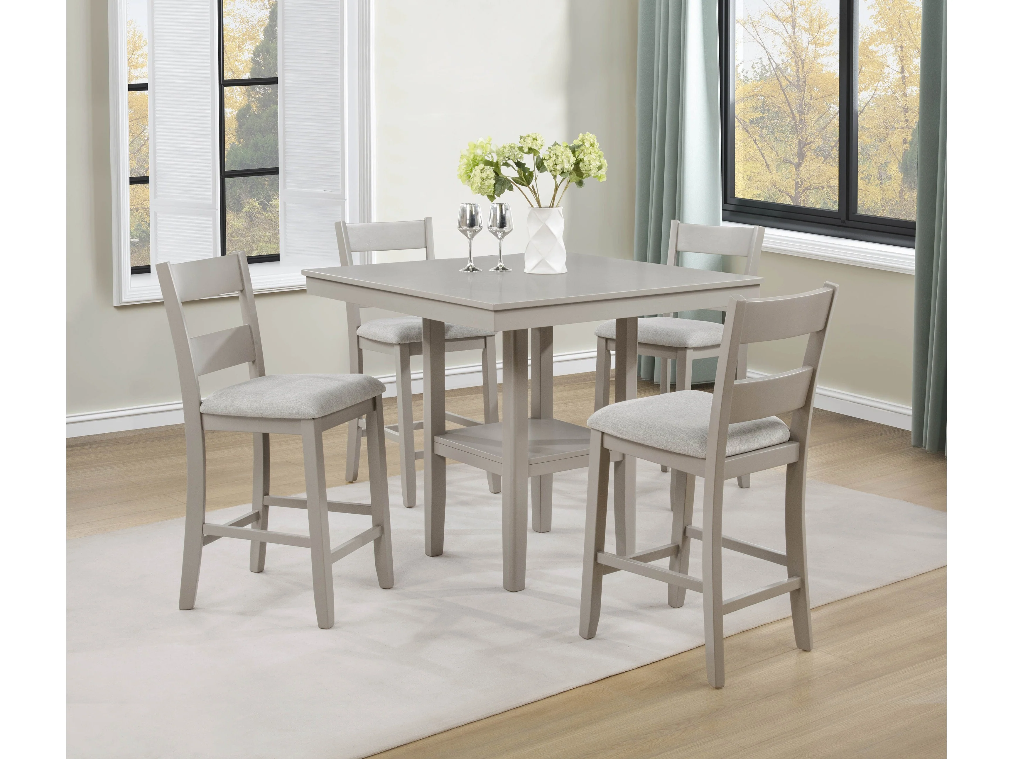 Lester Greige 5-Piece Counter Height Dining Set