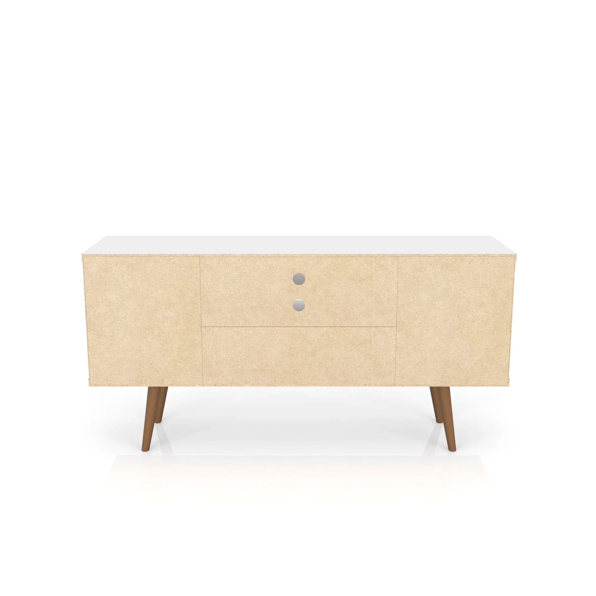 Liberty 53.14" Mid-Century Modern TV Stand in White and 3D Brown Prints - Image 9