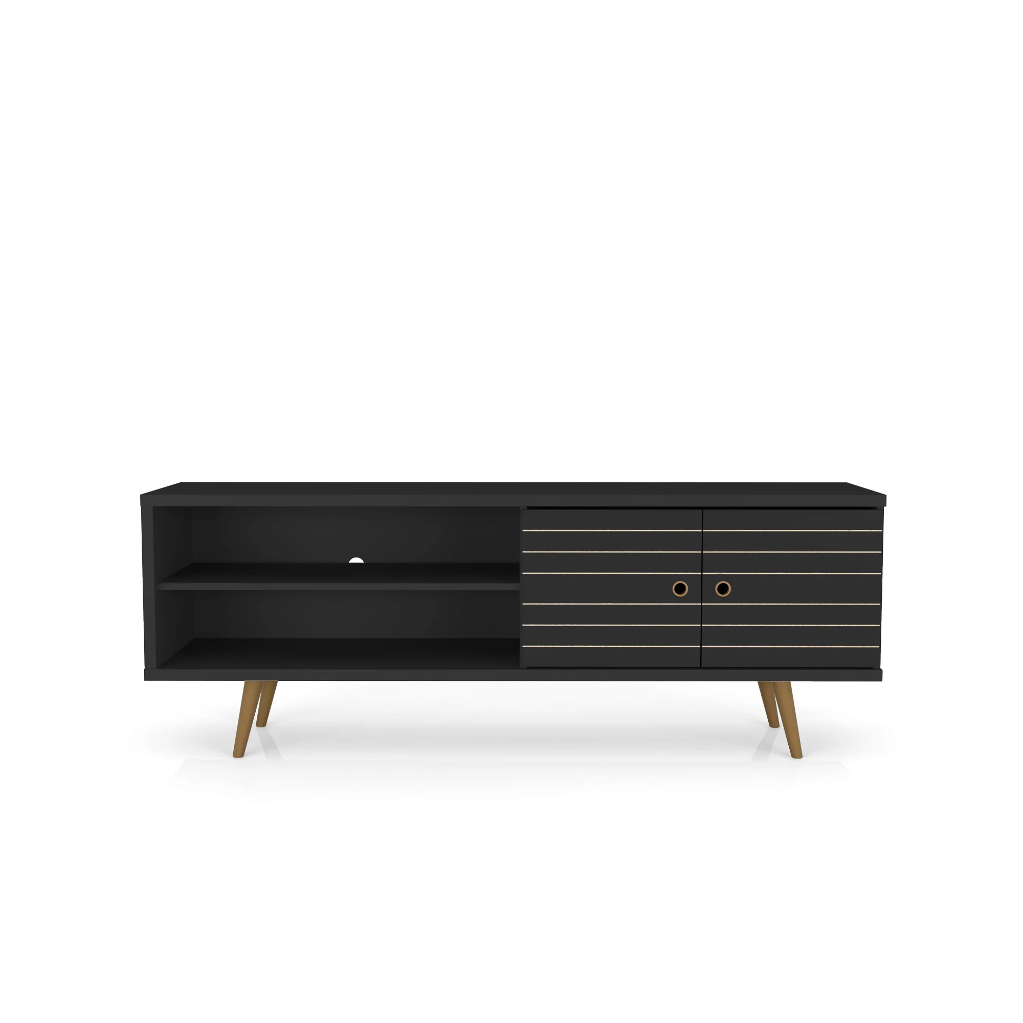 Liberty 62.99" Mid-Century Modern TV Stand in Black - Image 8