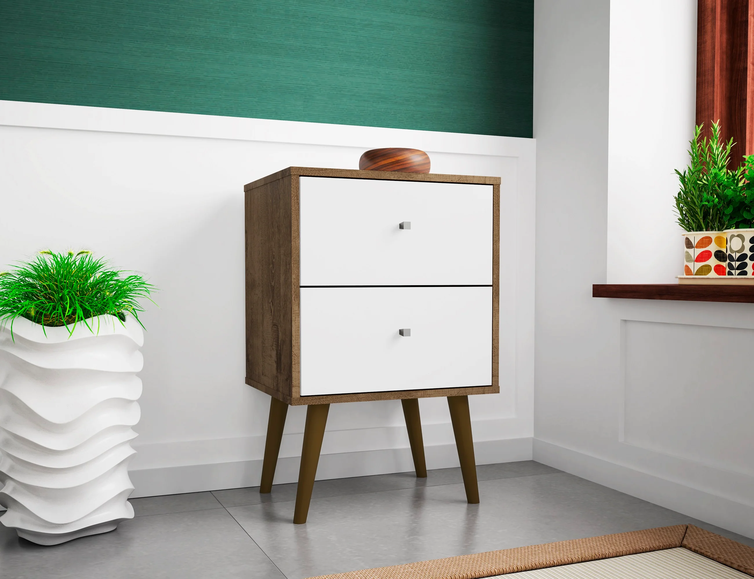 Liberty Nightstand 2.0 in Rustic Brown and White - Image 2