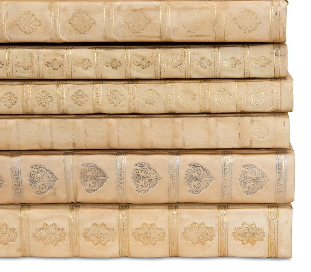 Library Luxe Ivory Leather & Paper Books (Set of 24) - Image 6