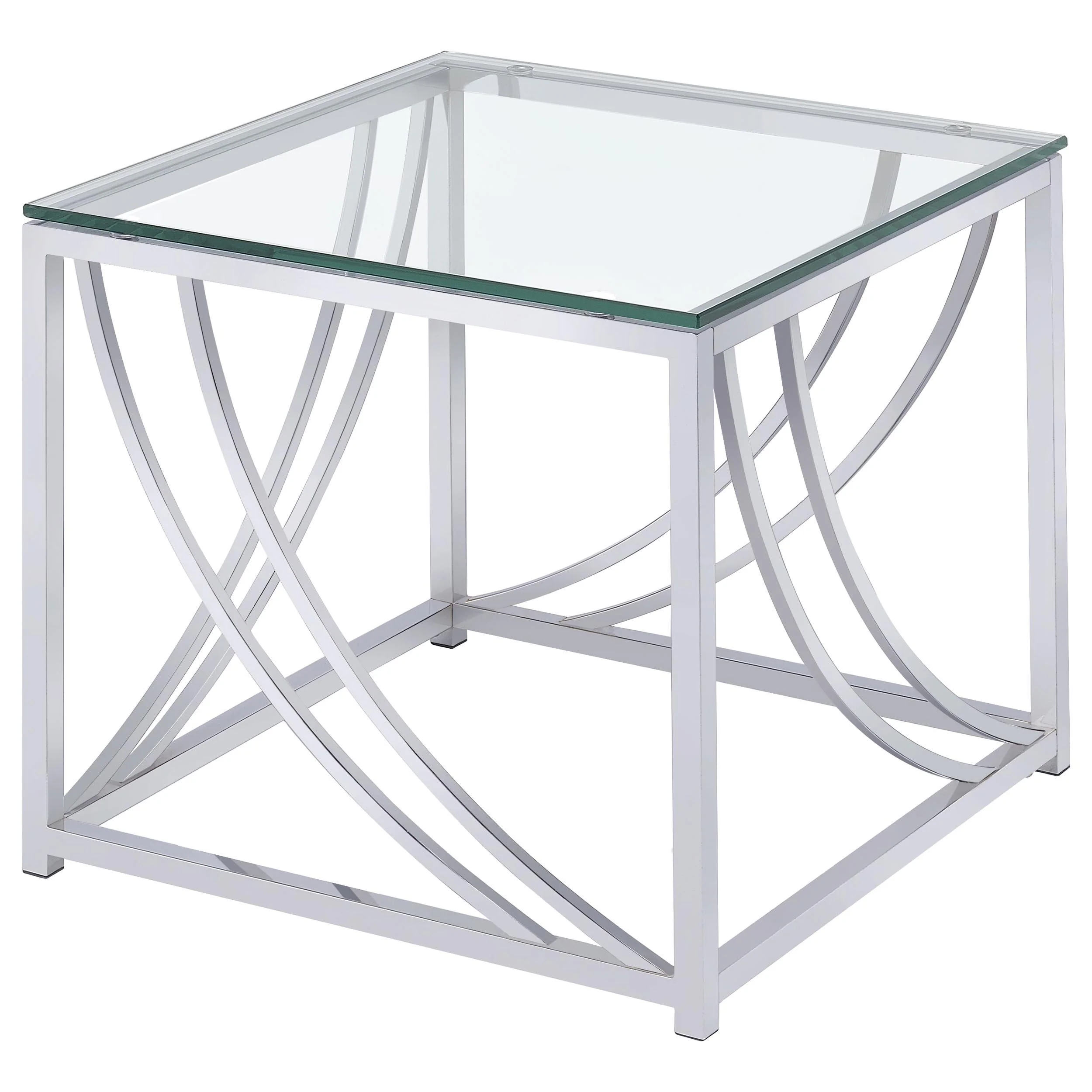 Lille Chrome 2-piece Glass Top Coffee And End Table Set - Image 3