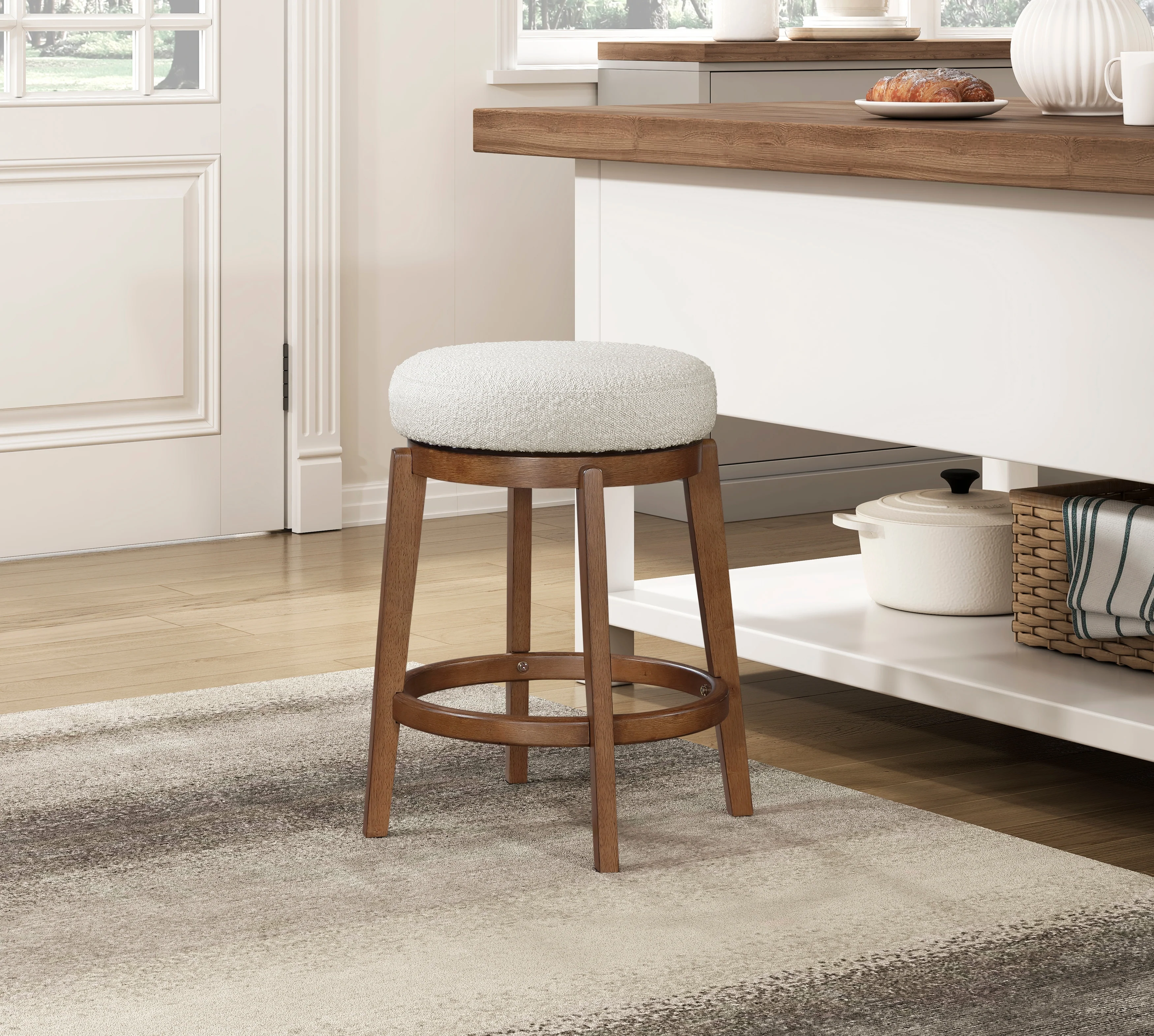 Lily Brown/White Swivel Counter Height Stool - Image 4