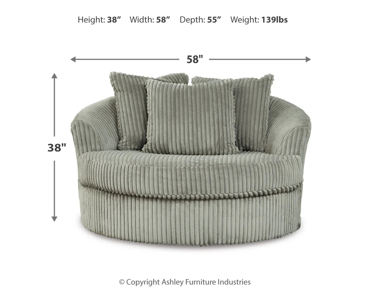 Lindyn Fog Super Chaise with Oversized Swivel Chair - Image 7