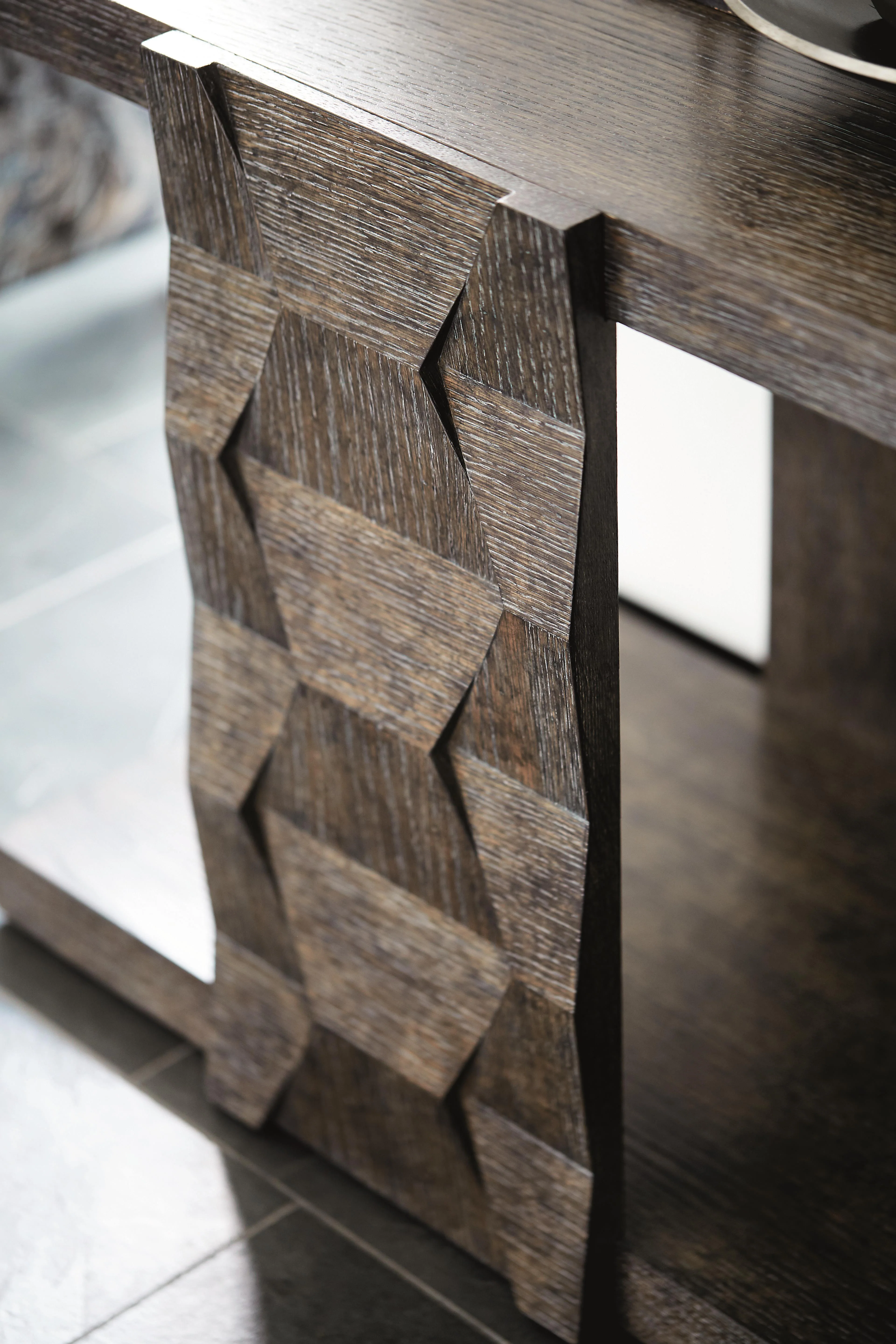 Linea Rectangular Cerused Charcoal Side Table - Image 4
