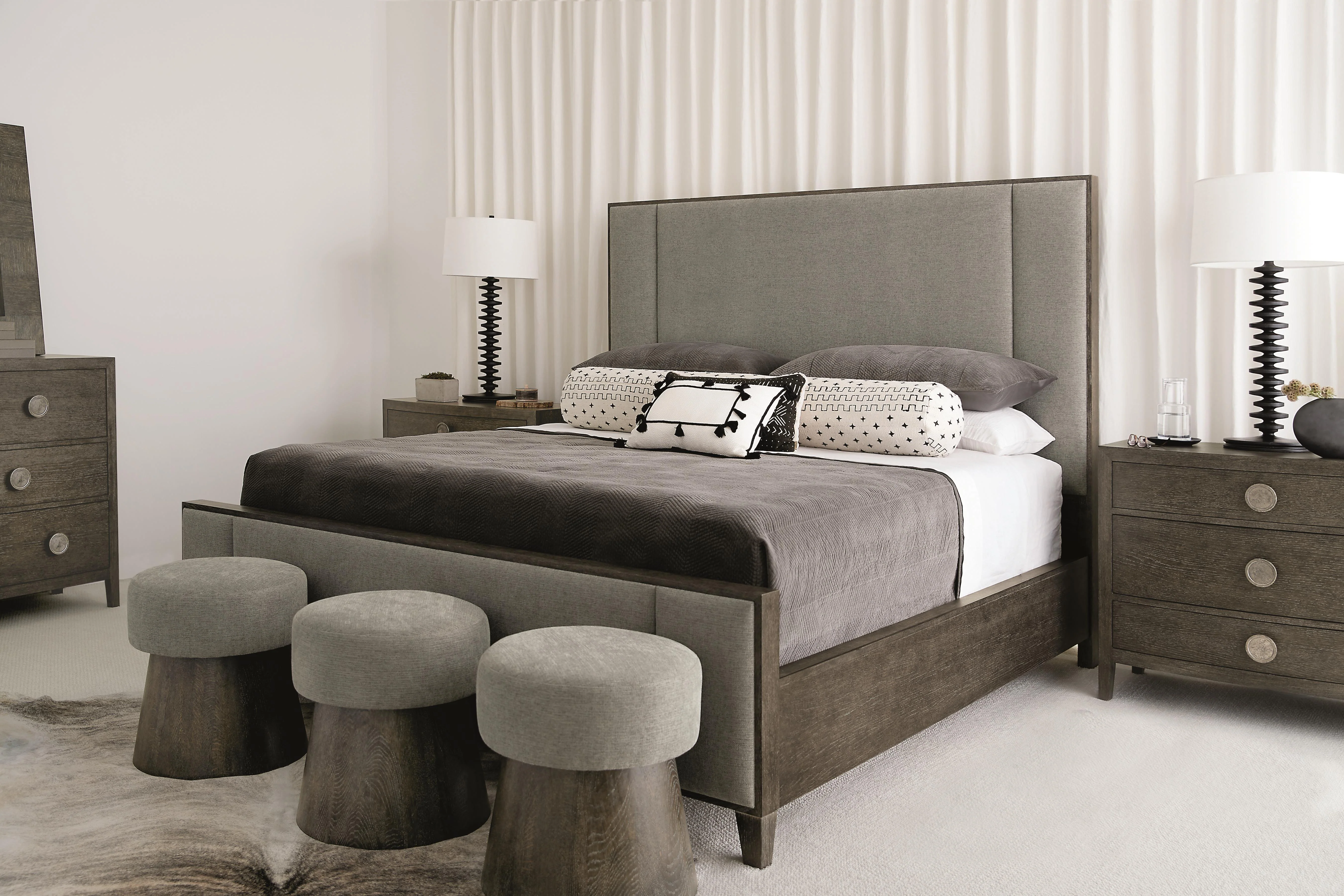 Linea Textured Graphite/Cerused Charcoal Nightstand - Image 9