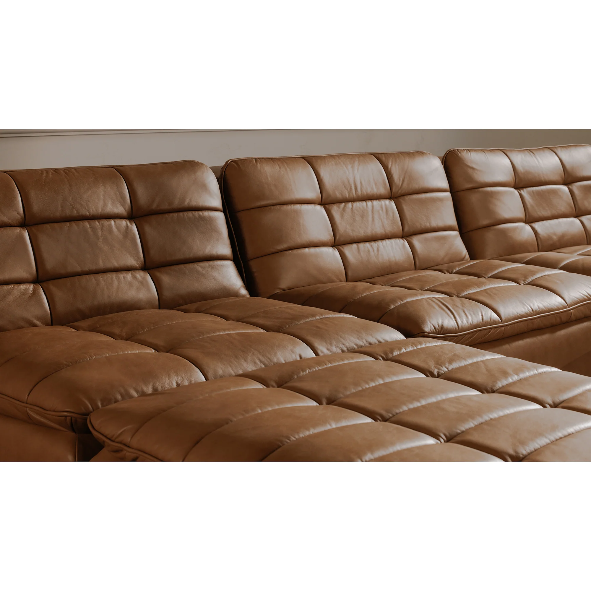 Lino Tan Leather Ottoman - Image 6