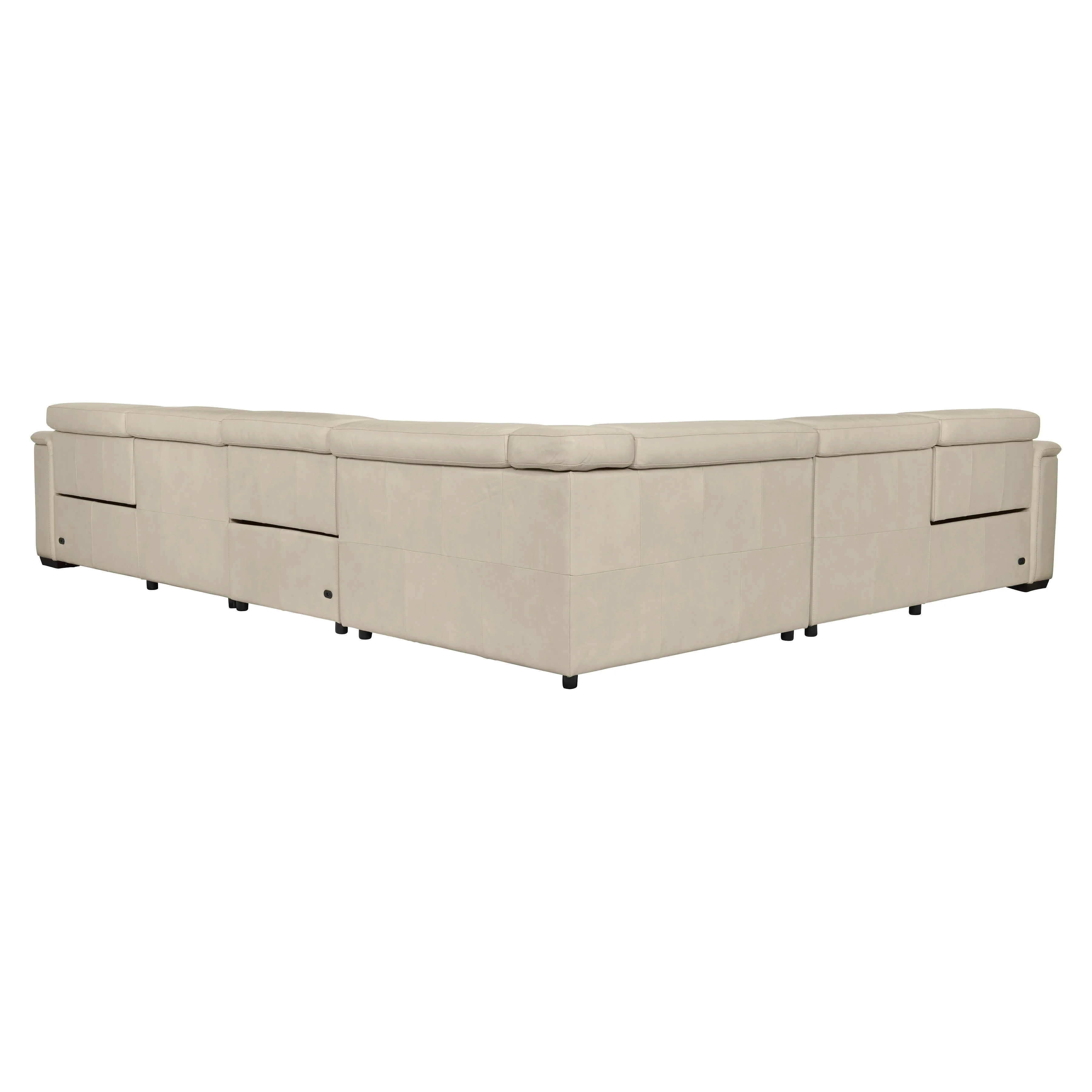Lioni White/Cream Leather Power Motion Sectional - Image 4