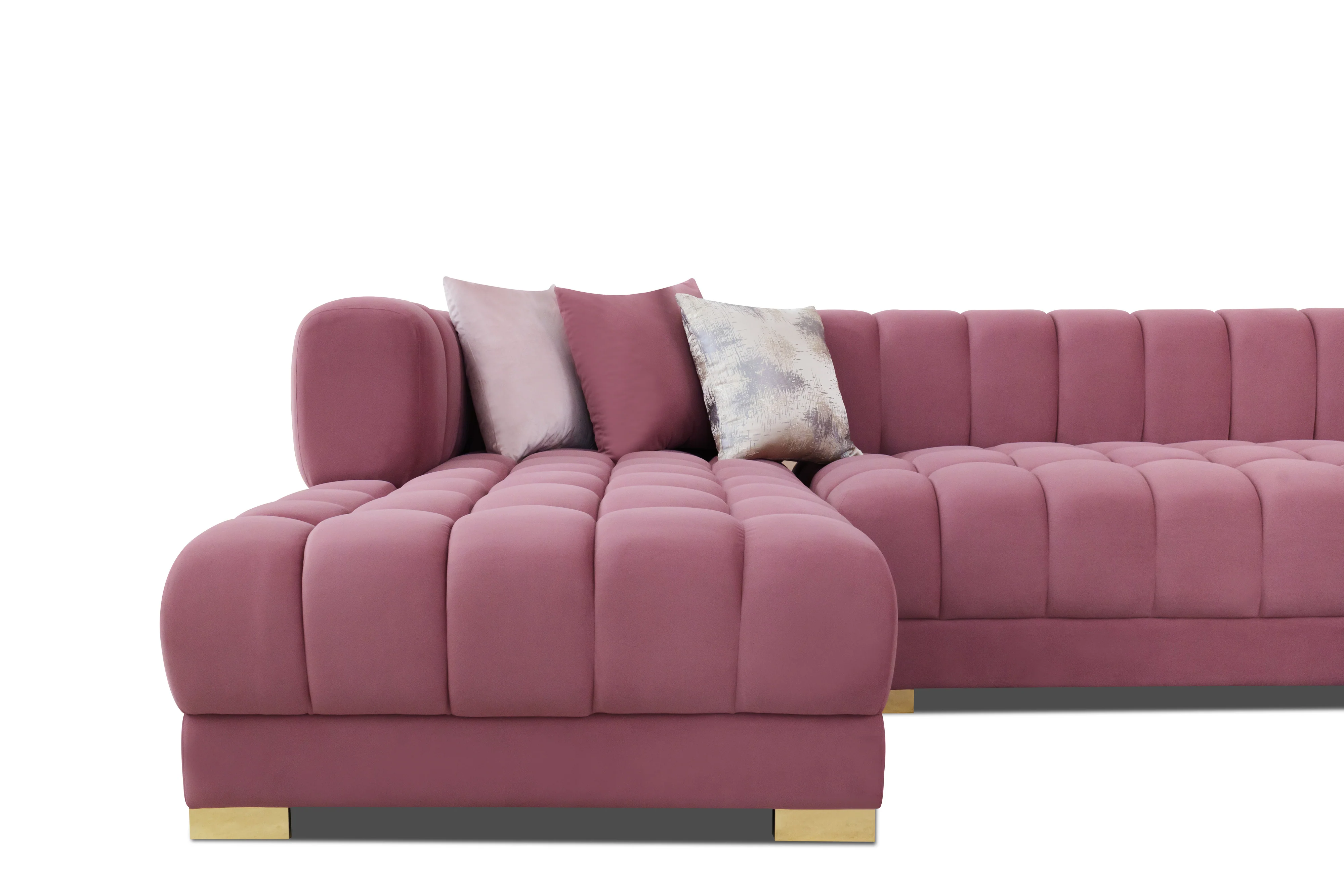 Lipa Pink Velvet Double Chaise "U" Shape Sectional Sofa - Image 5