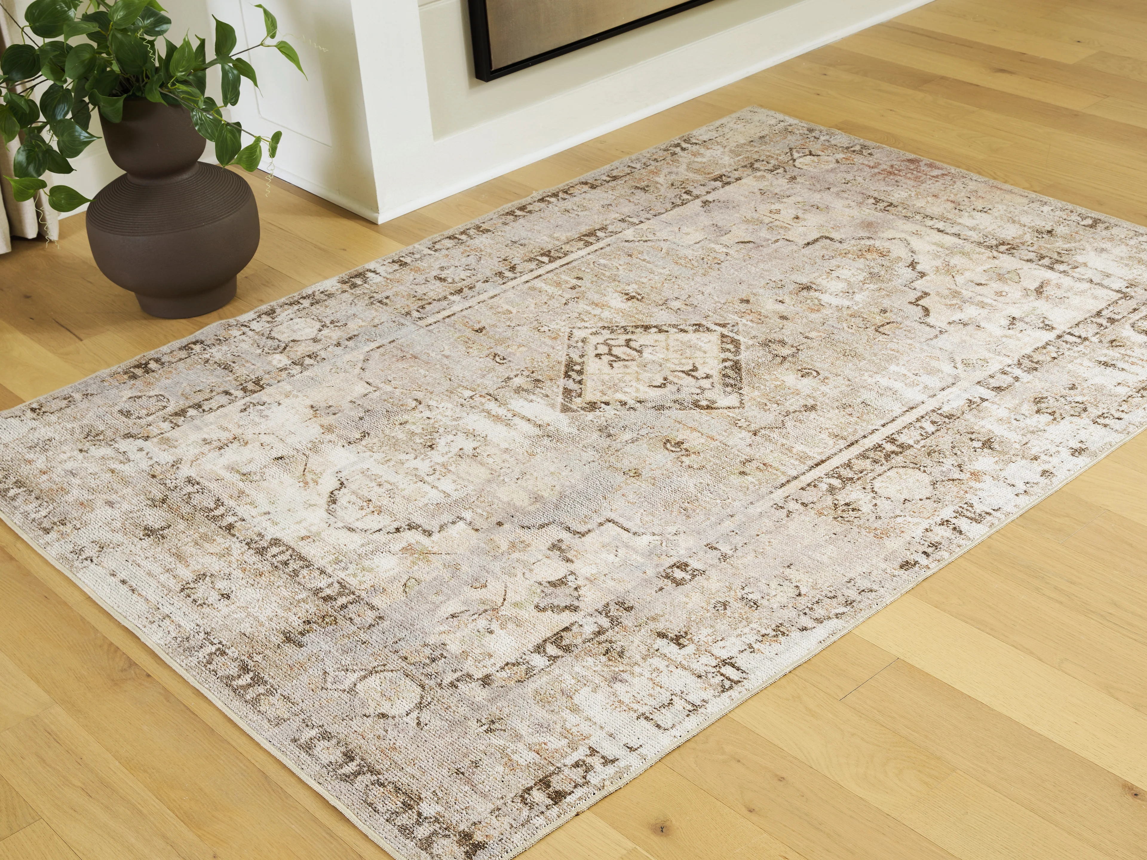 Livdon Brown/Beige/Gray Washable Medium Rug (Online Special Price)