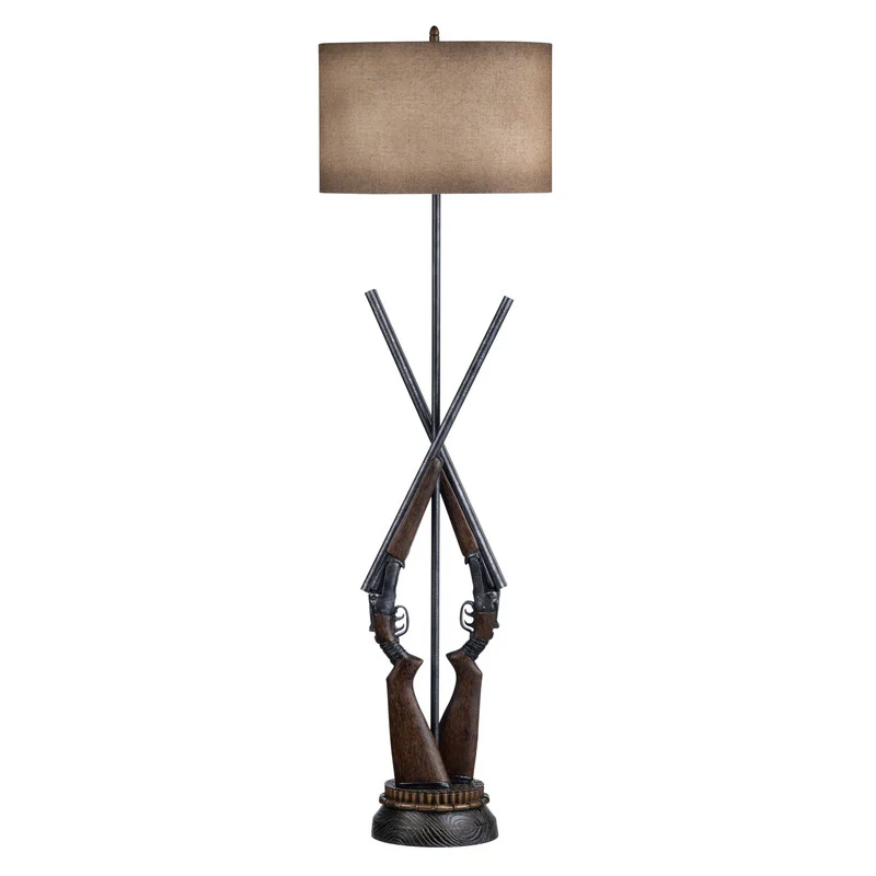 Load Ready Brown Double Barrel Floor Lamp - Image 3