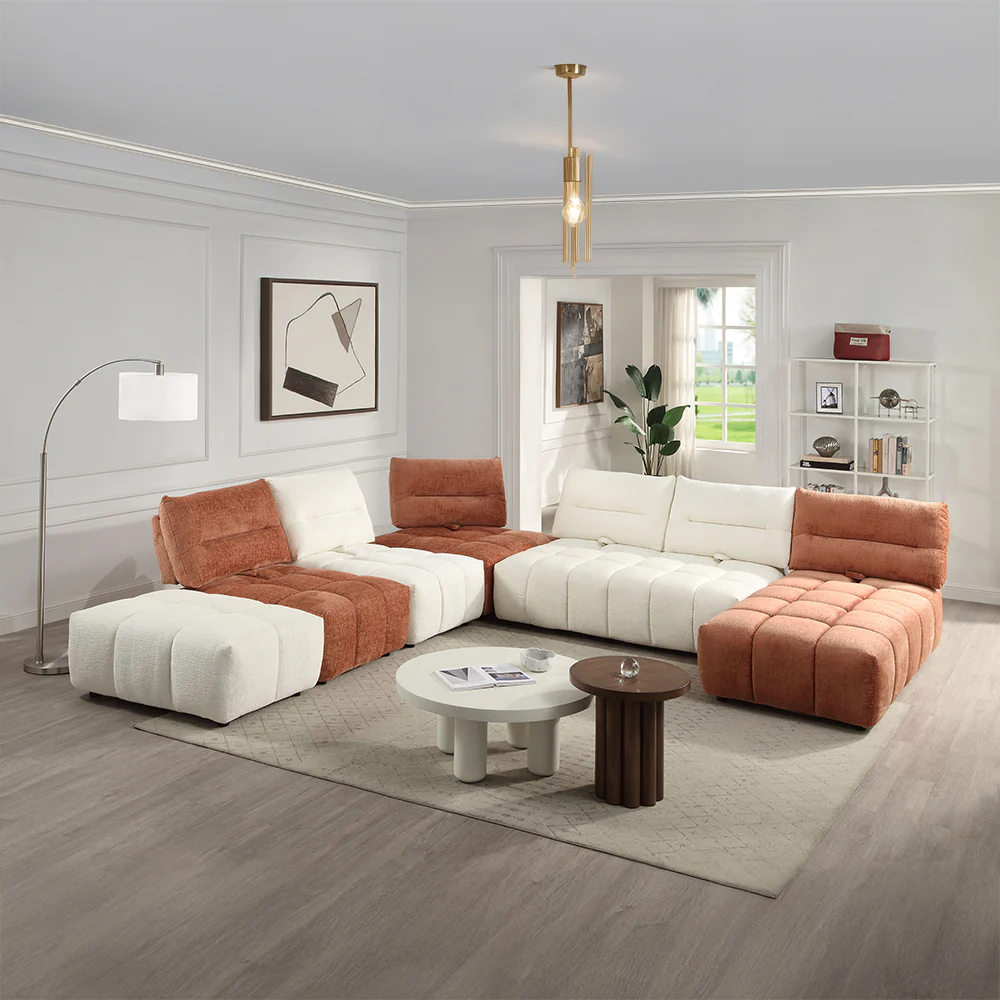 Loanna Coral Red Modular - Armless Chair - Image 7