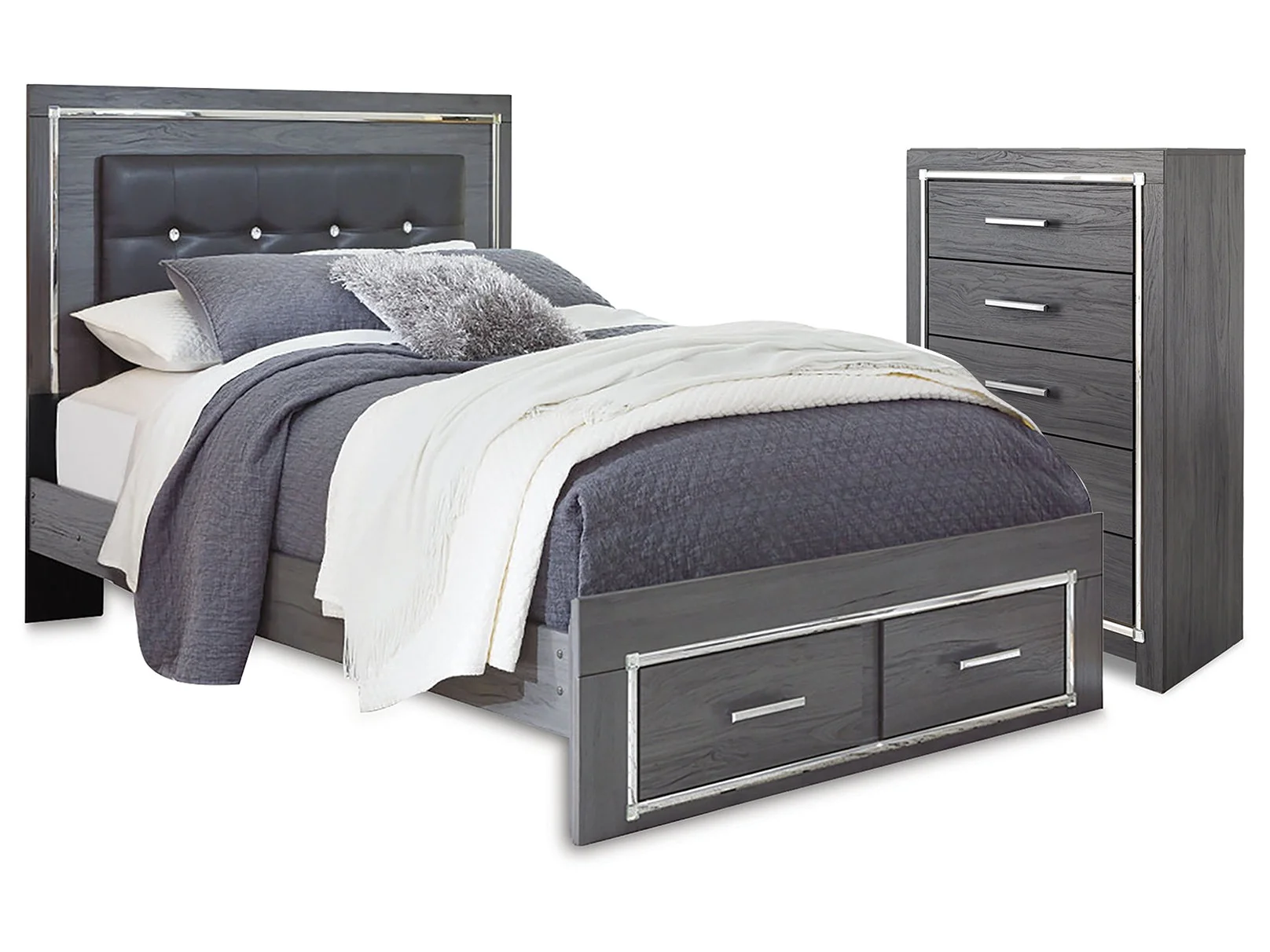 Lodanna Gray Queen Panel Storage Bedroom Set with Chest