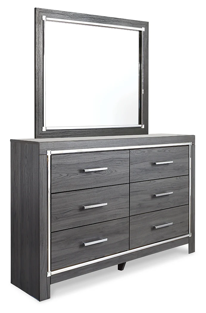 Lodanna Gray Queen Upholstered Panel Bed, Dresser, Mirror and Nightstand - Image 2