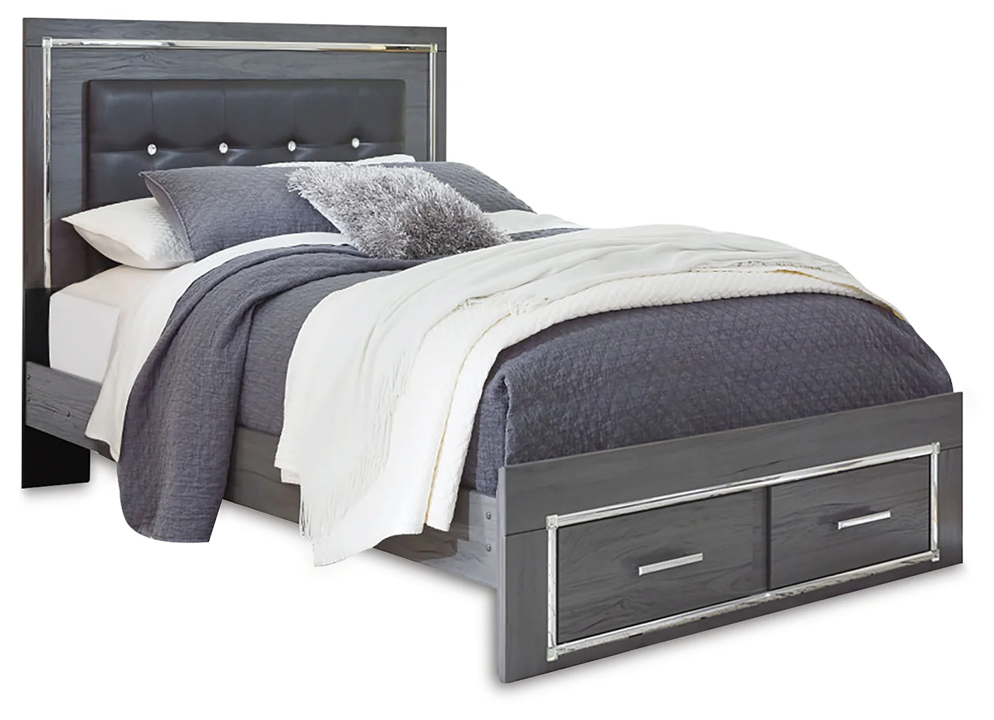 Lodanna Gray Queen Upholstered Panel Storage Bed, Dresser and Mirror (Online Special Price) - Image 4