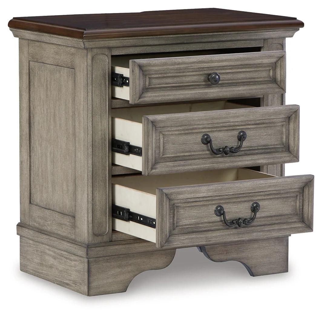 Lodenbay Antique Gray/Brown Queen Upholstered Panel Bedroom Set with Dresser and Nightstand - Image 11