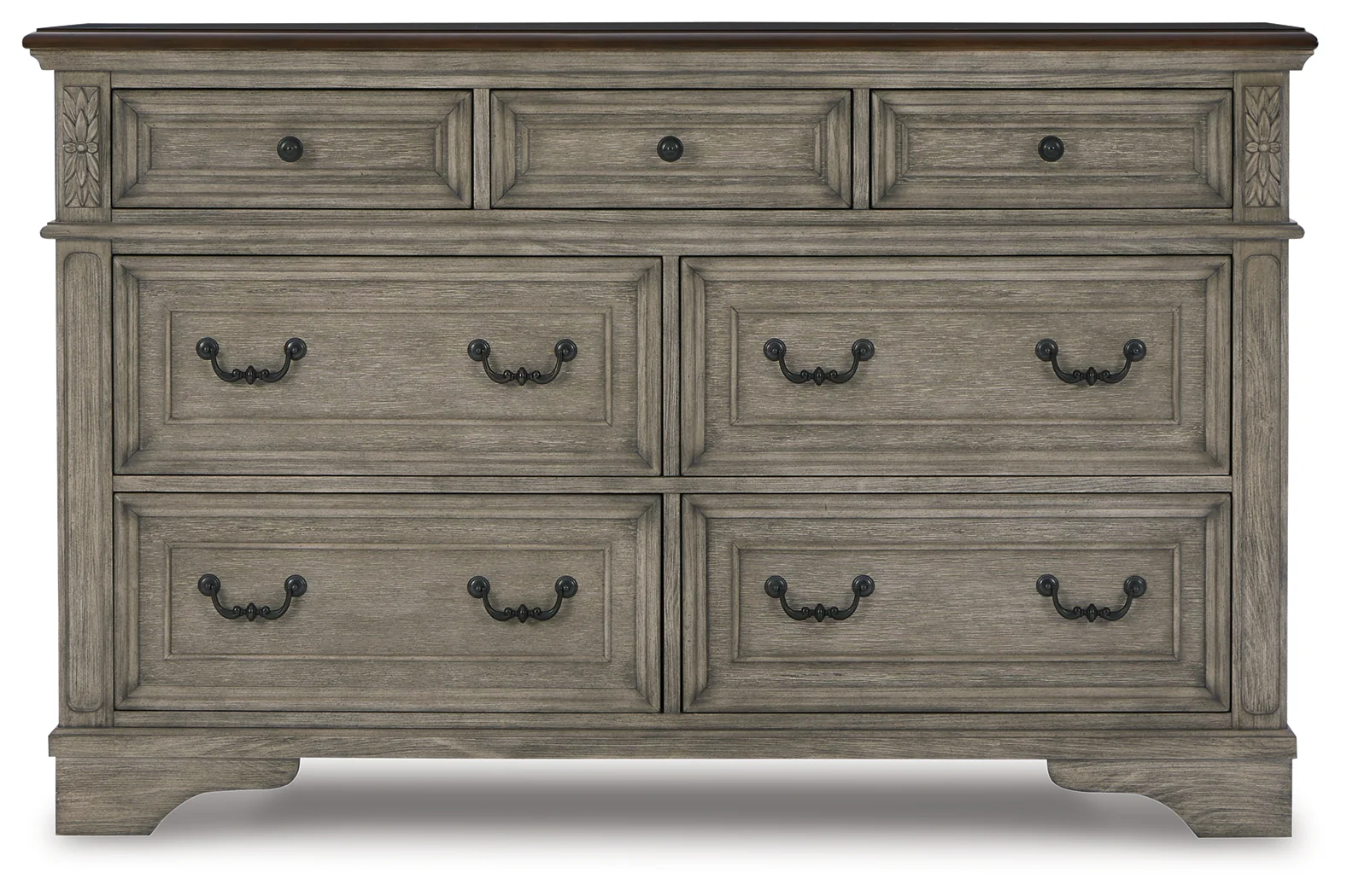 Lodenbay Antique Gray/Brown Queen Upholstered Panel Bedroom Set with Dresser and Nightstand - Image 2