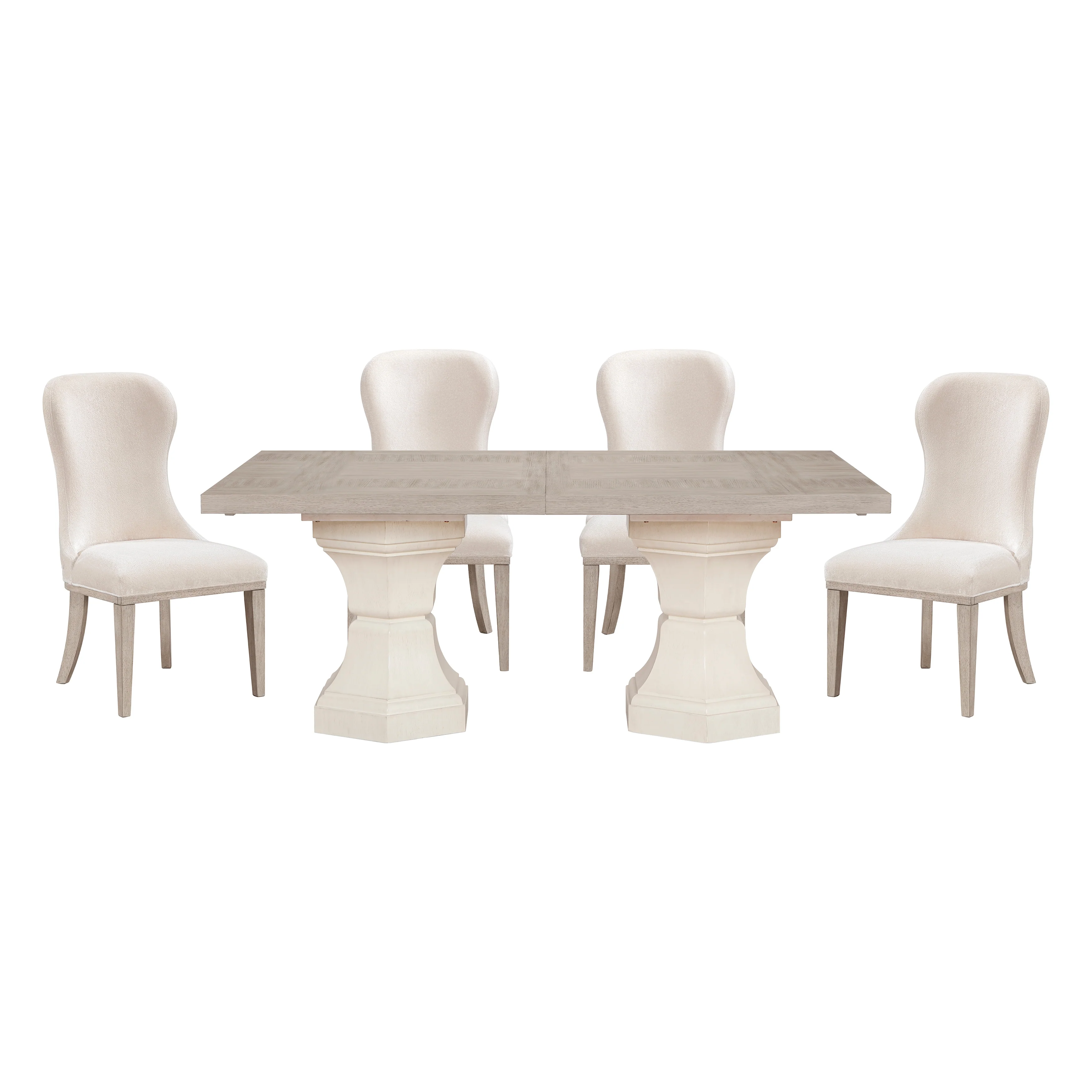 Lofton Light Gray/White/Ivory 5-Piece Dining Table Set - Image 2