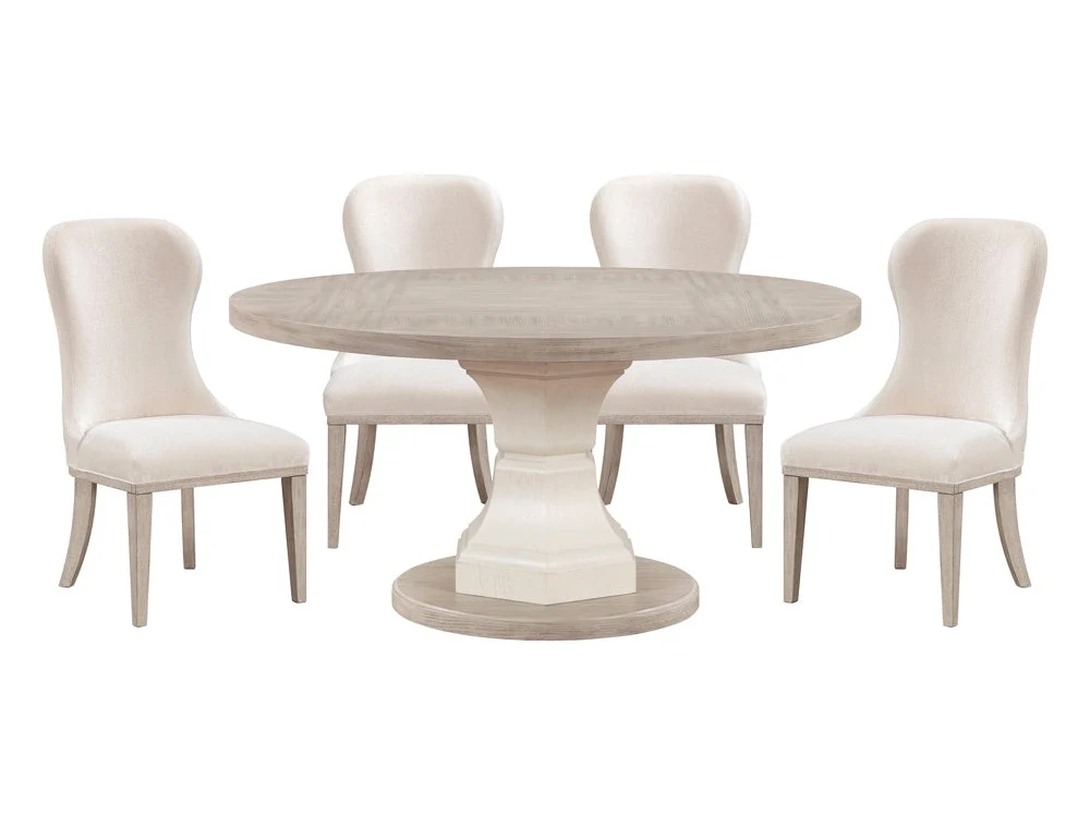 Lofton Light Gray/White/Ivory 5-Piece Round Dining Table Set