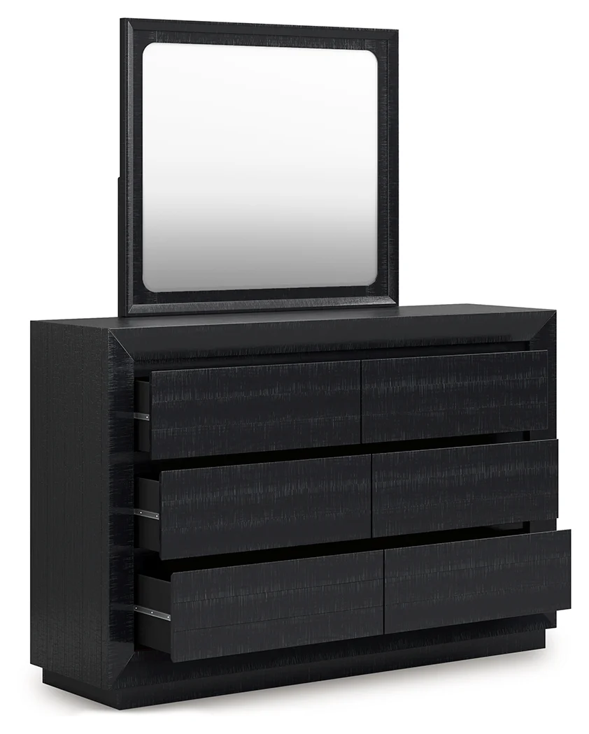 Londer Black King Panel Bed, Dresser and Mirror - Image 3