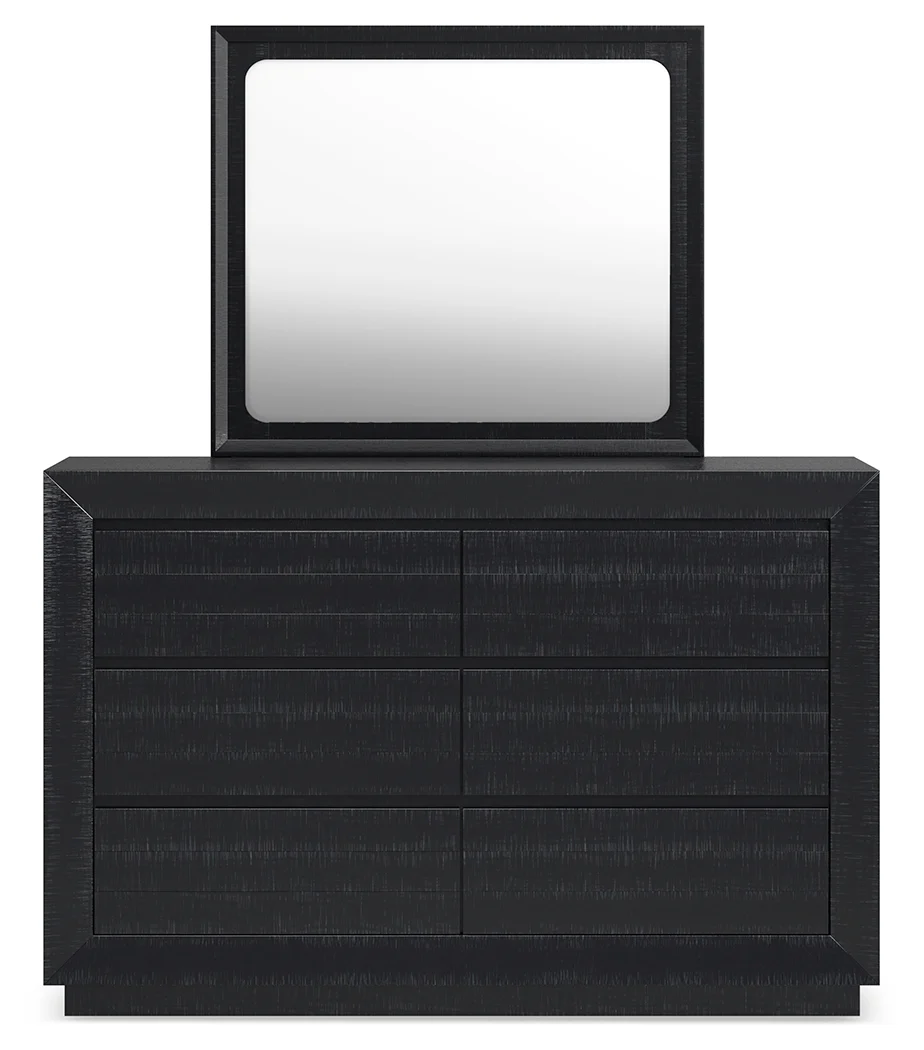 Londer Black Queen Panel Bed, Dresser and Mirror - Image 4