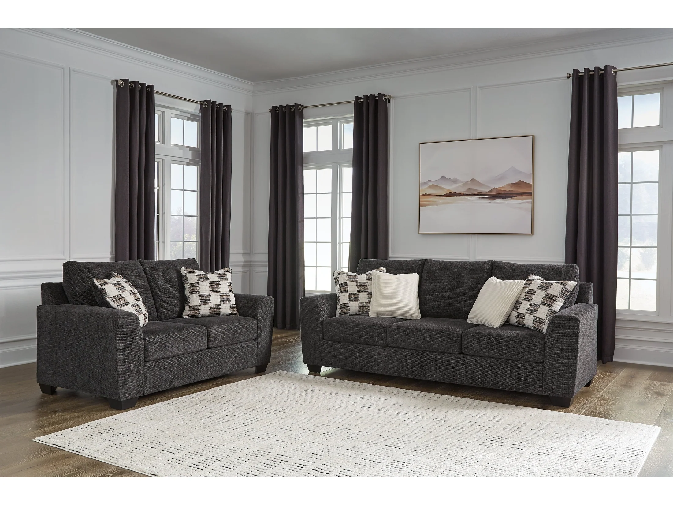 Loreo Ebony Sofa and Loveseat