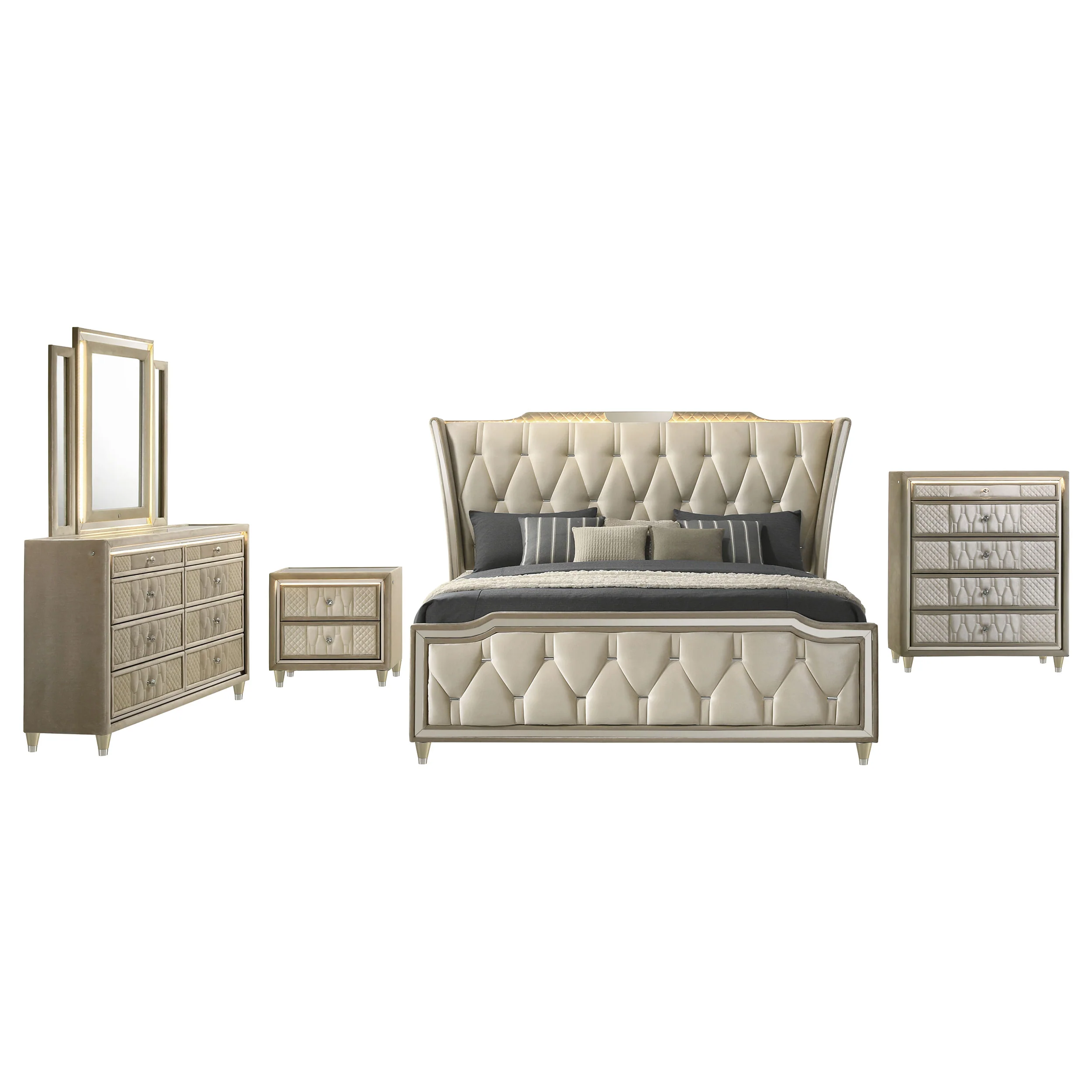 Lorient Ivory/Camel 5-piece Eastern King Bedroom Set - Image 2