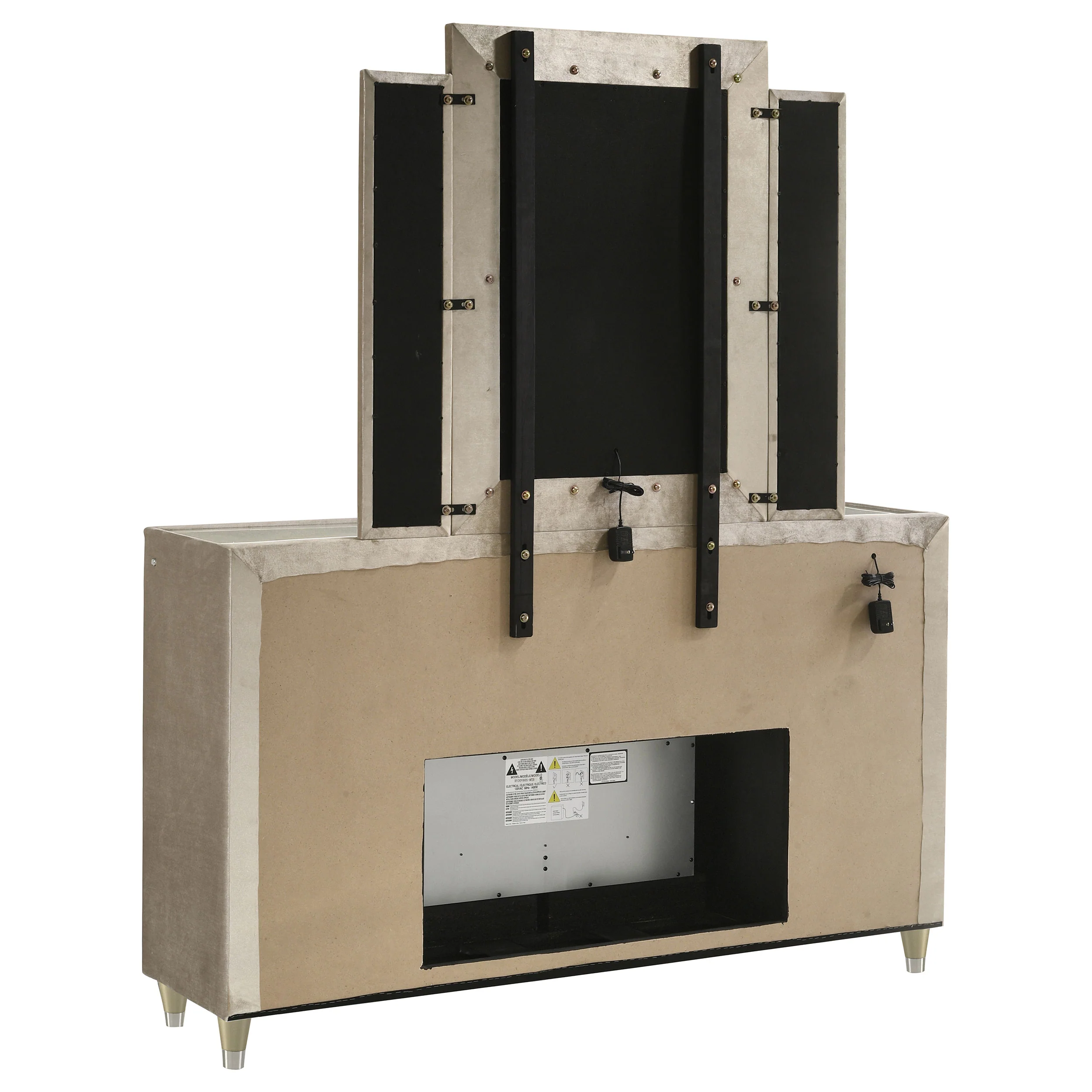 Lorient Ivory/Camel 8-drawer LED Flame Box Dresser and Mirror - Image 6