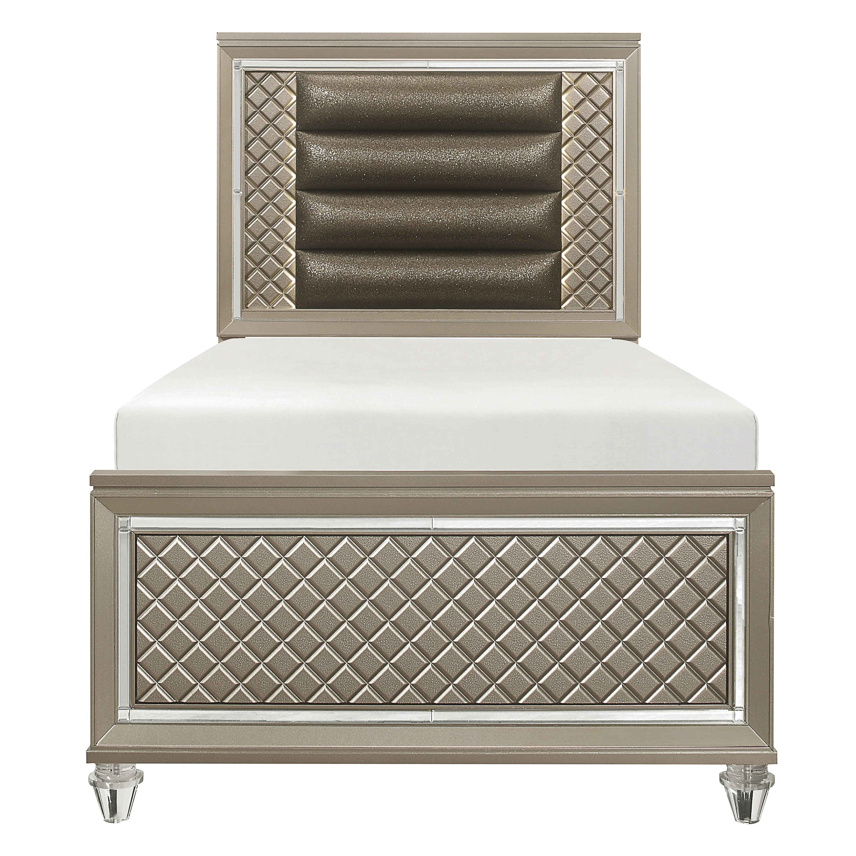 Loudon Champagne/Bronze 5-Piece Twin Bedroom Set - Image 3