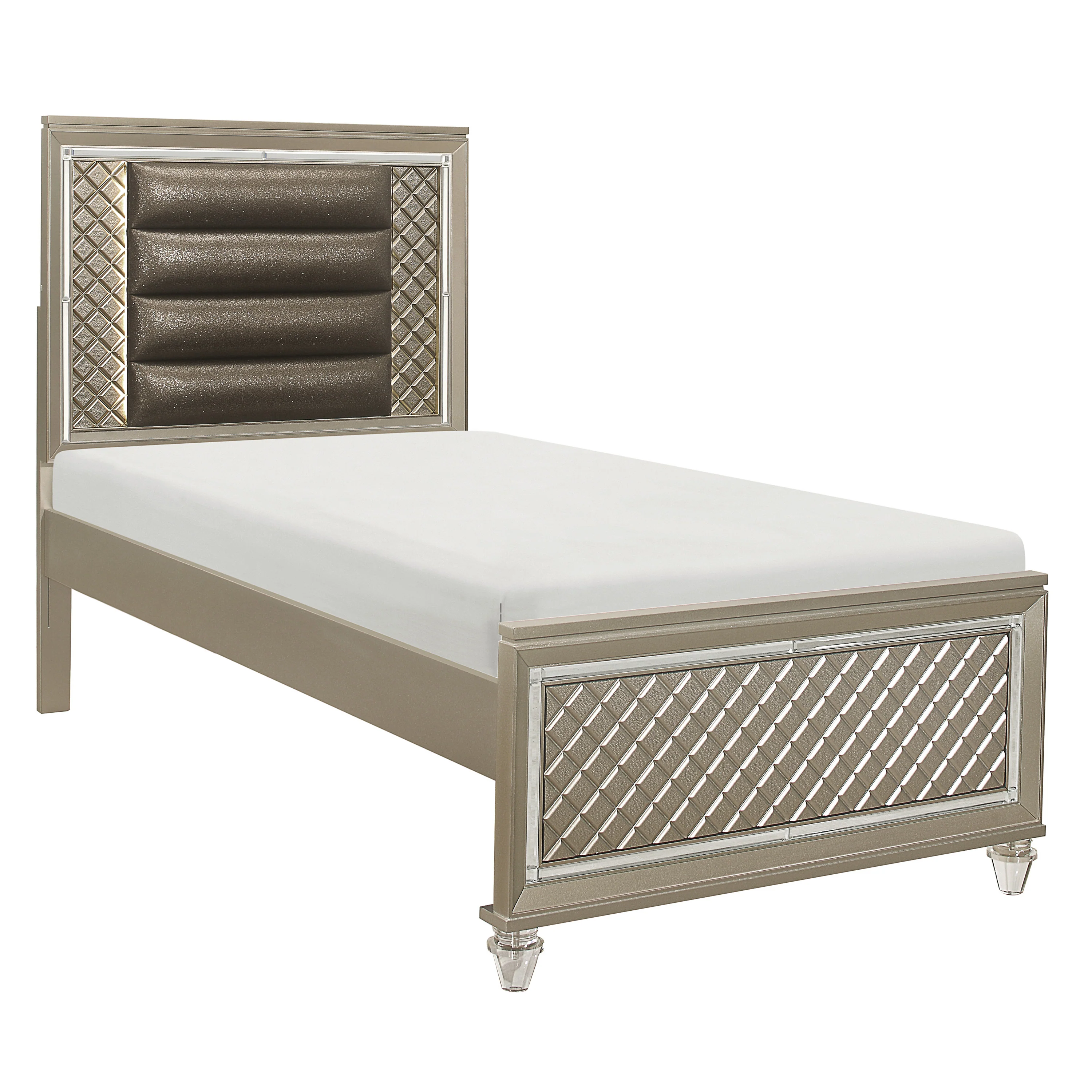 Loudon Champagne/Bronze 5-Piece Twin Bedroom Set - Image 4
