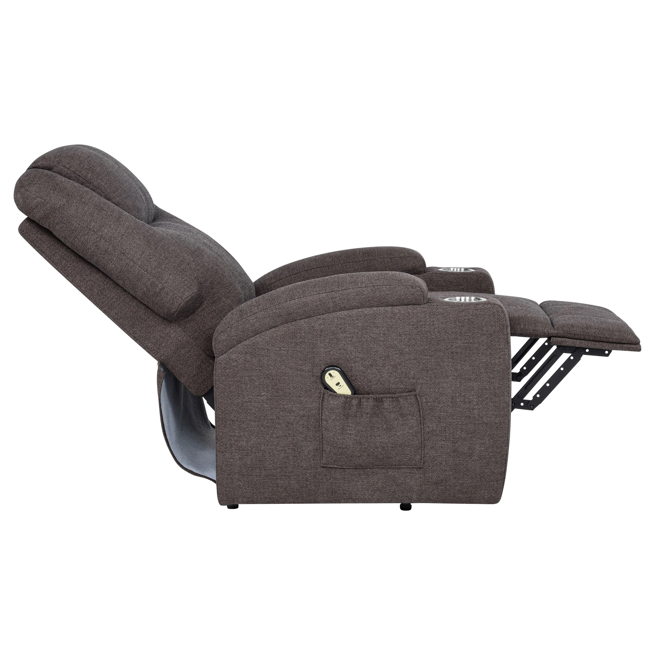 Louie Brown Chenille Upholstered Power Lift Massage Chair - Image 10