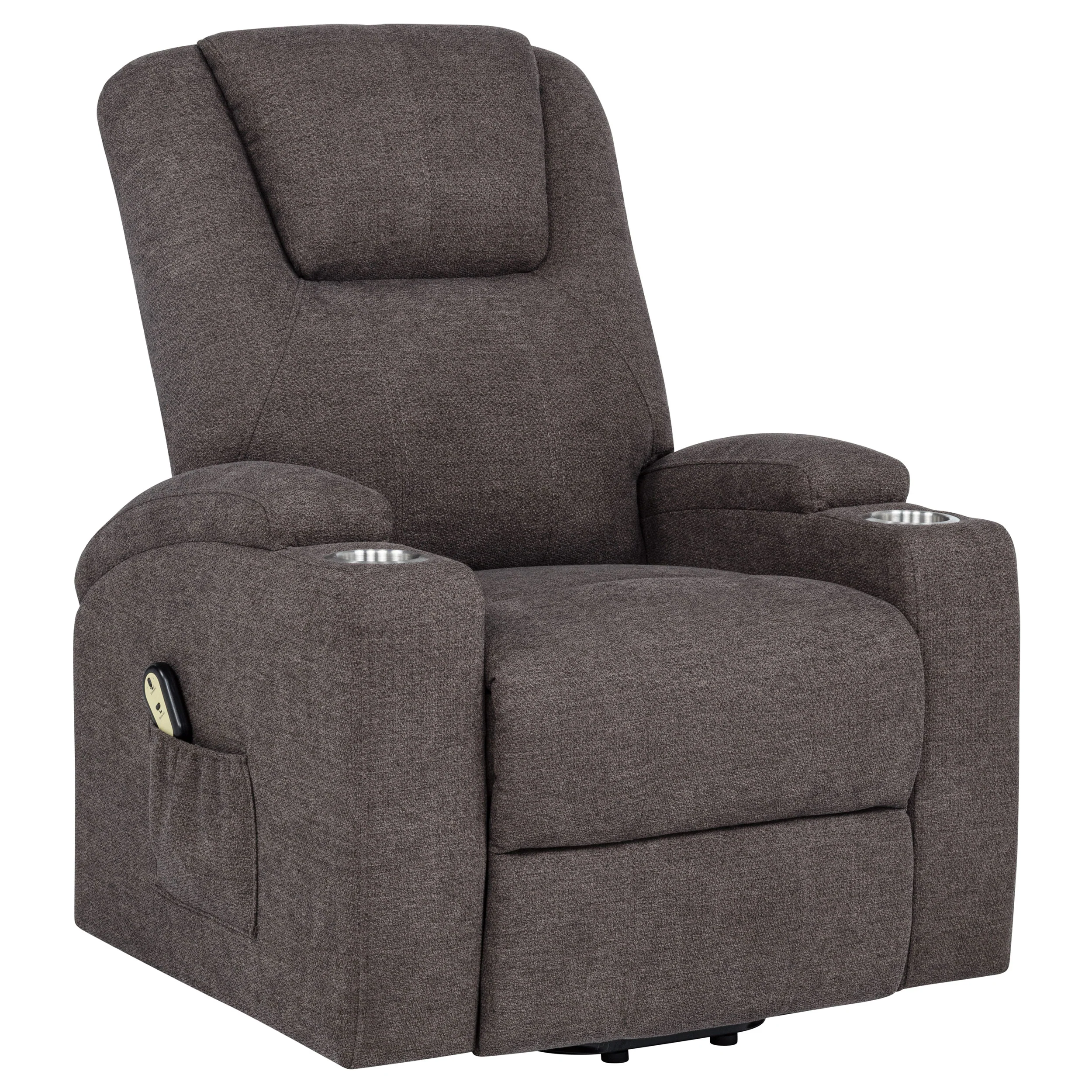 Louie Brown Chenille Upholstered Power Lift Massage Chair - Image 3
