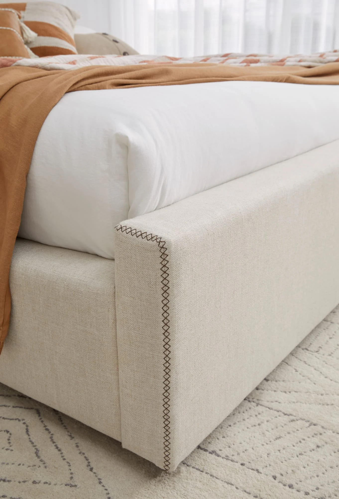 Louis Natural Full Upholstered Platform Bed - Image 2