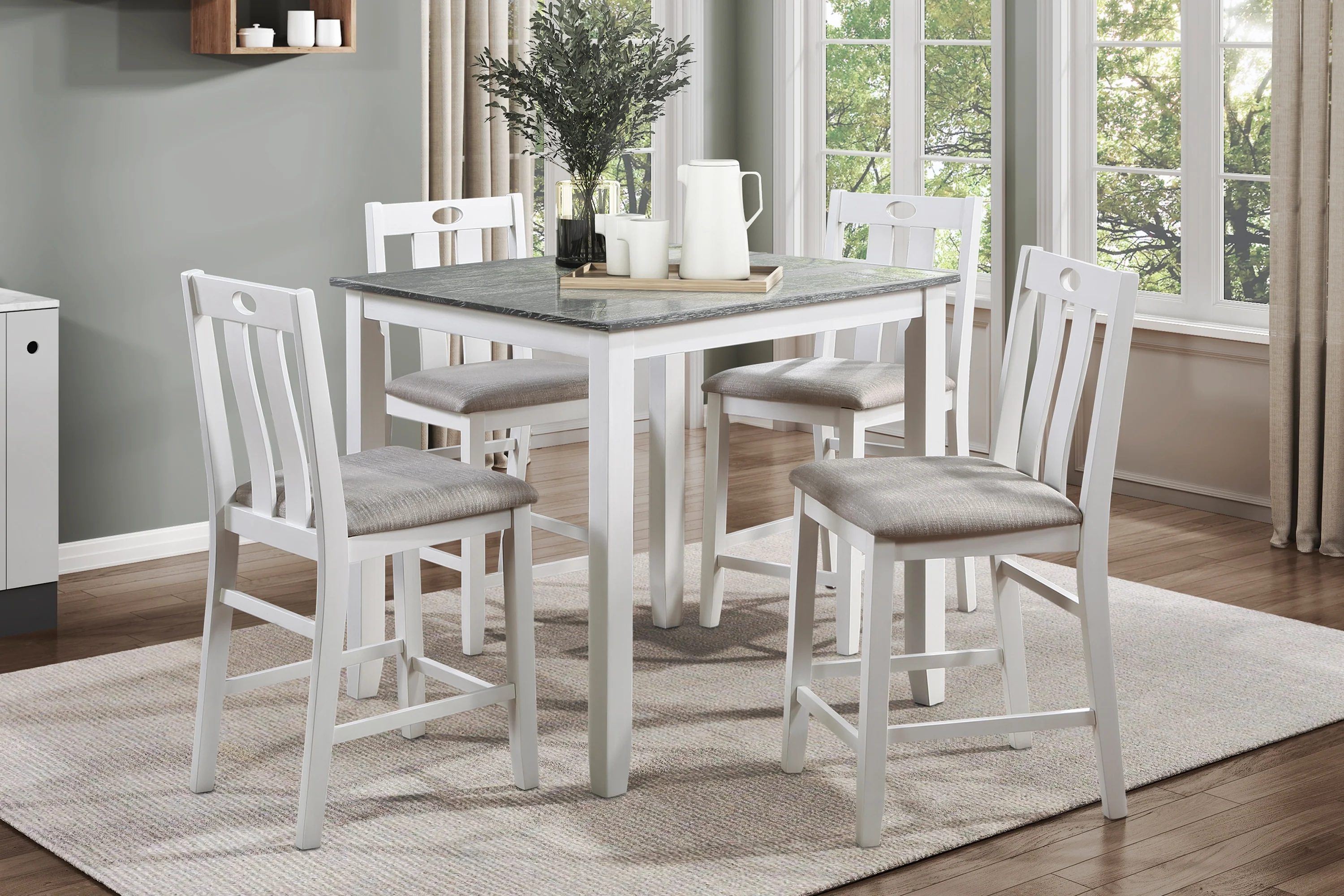 Lowell Weathered Gray/White/Gray 5-Piece Pack Counter Height Set - Image 2