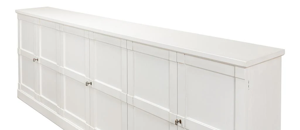 Luciana White 6 Wood Door Buffet - Image 9