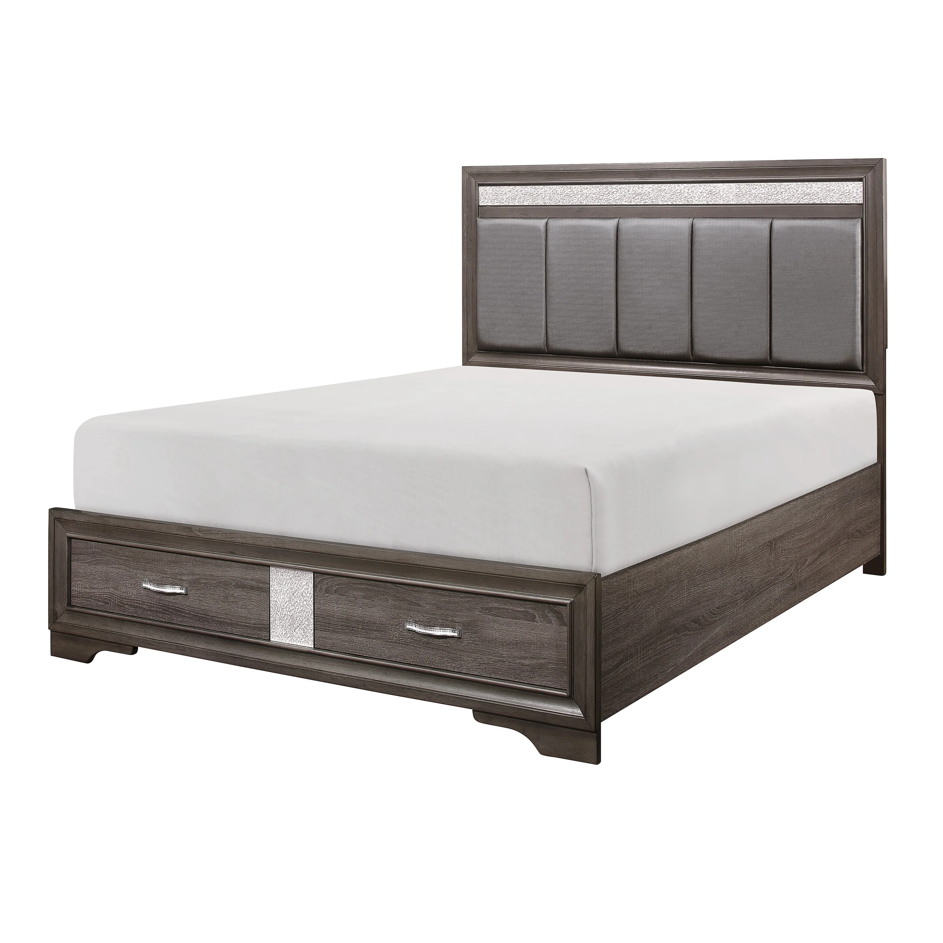 Luster Gray / Silver Glitter 4-piece Queen Bedroom Set - Image 3